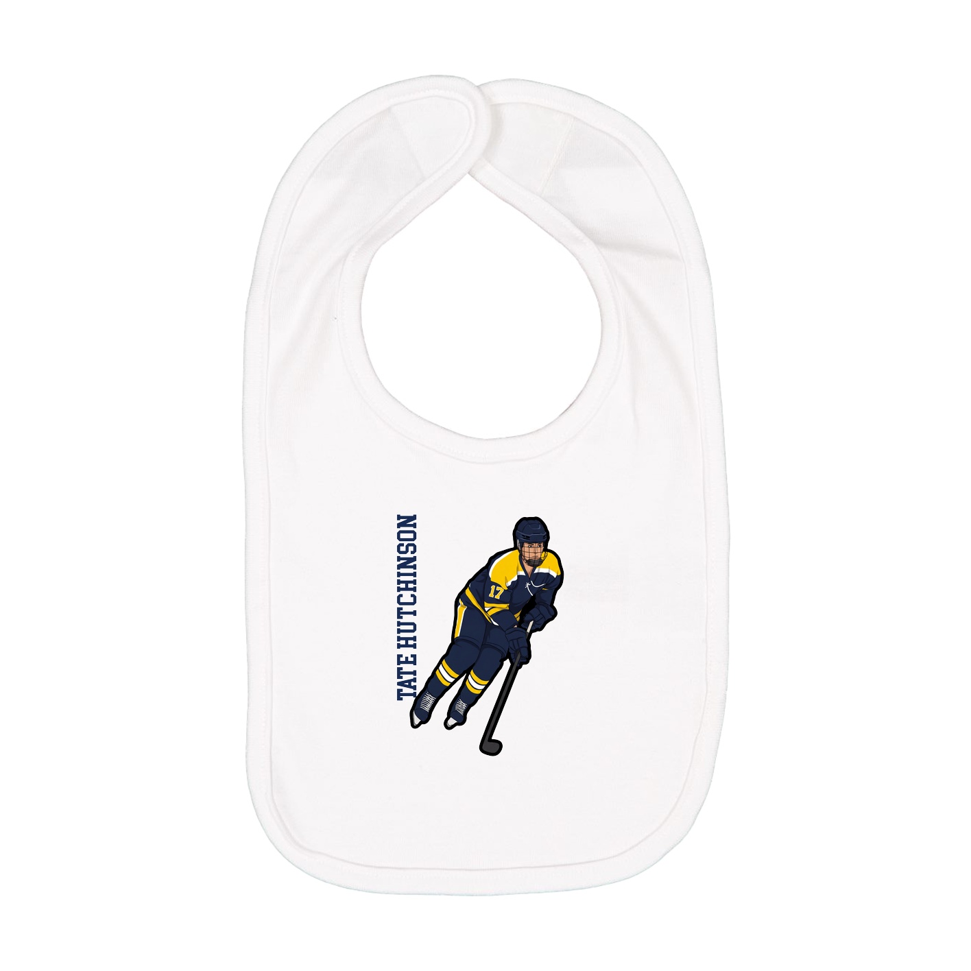 Infant Bib — Name Vertical in White
