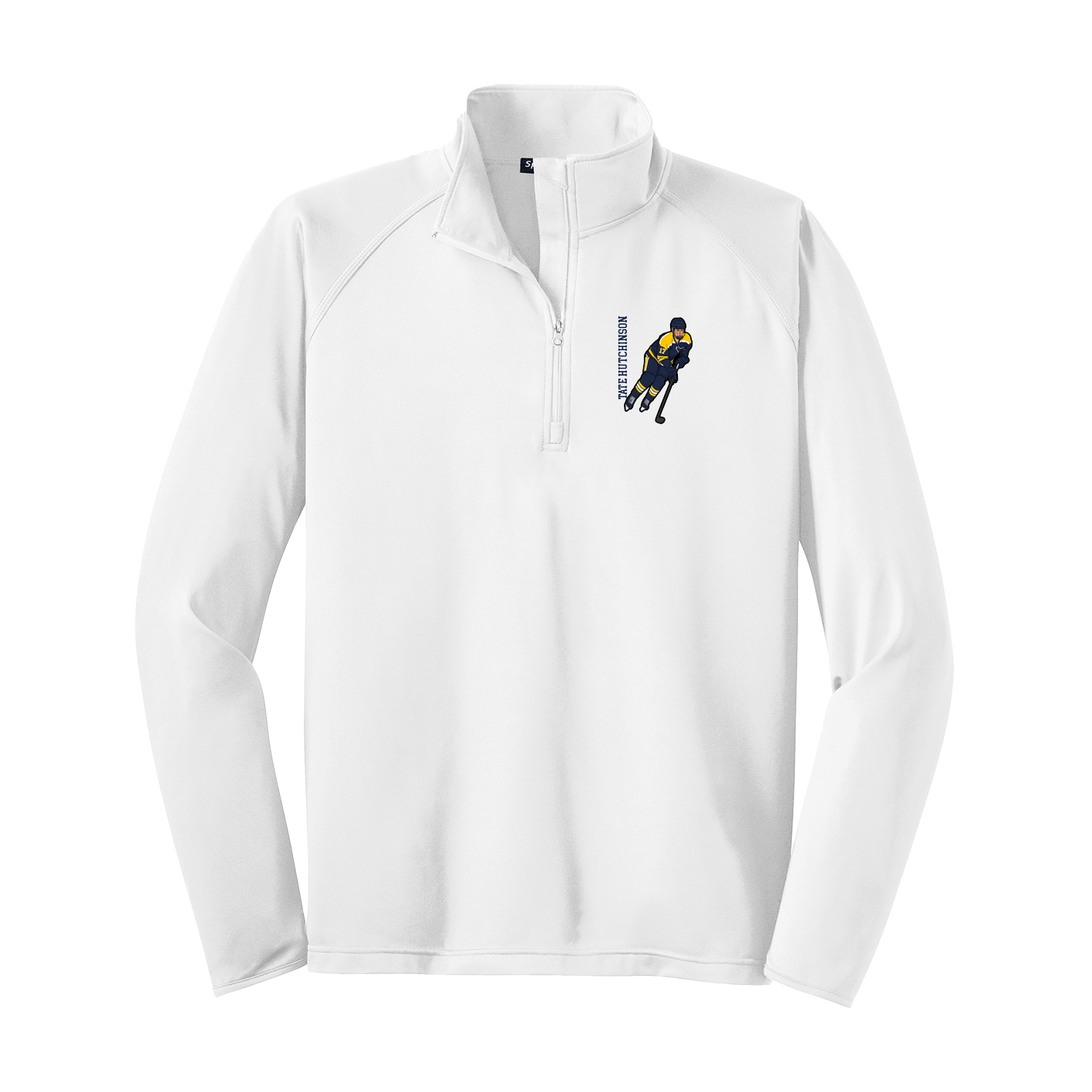 Q-Zip Pullover — Name Vertical in White