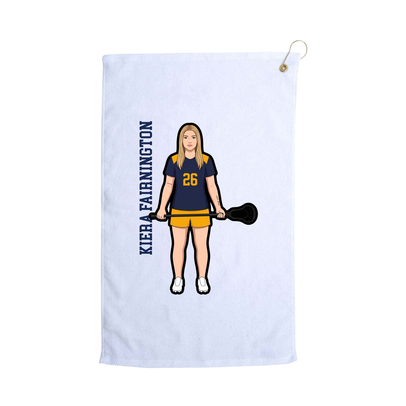 Golf Towel — Name Vertical in White