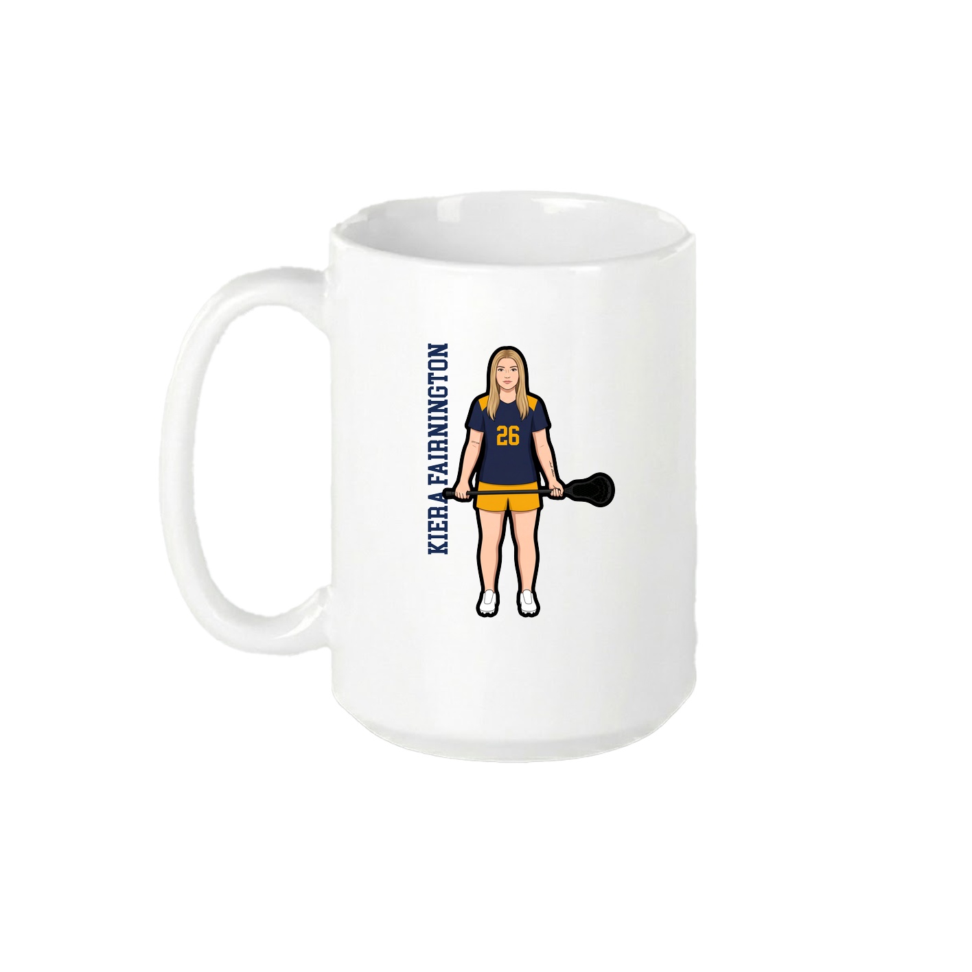 15oz Coffee Mug — Name Vertical in White