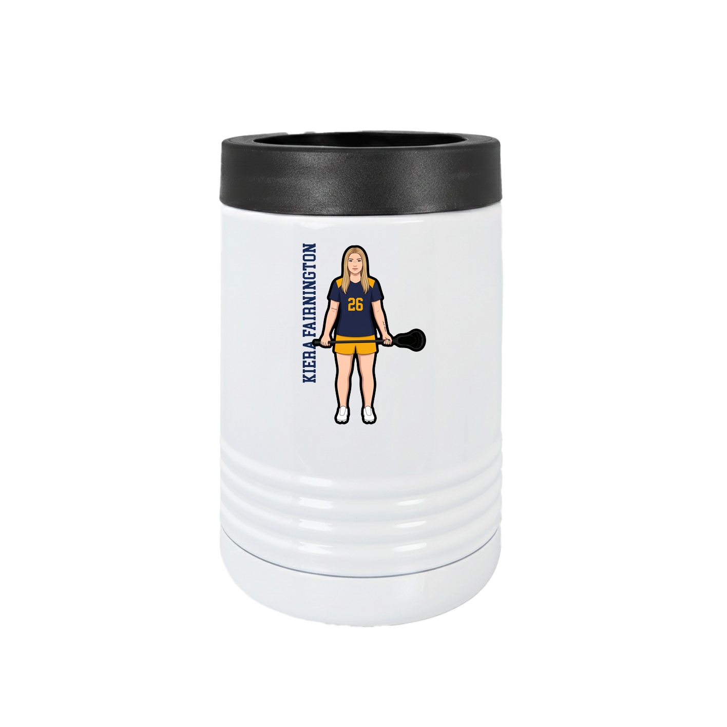 Beverage Holder — Name Vertical in White