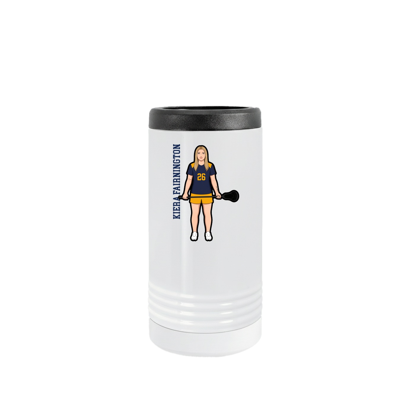 Slim Beverage Holder — Name Vertical in White