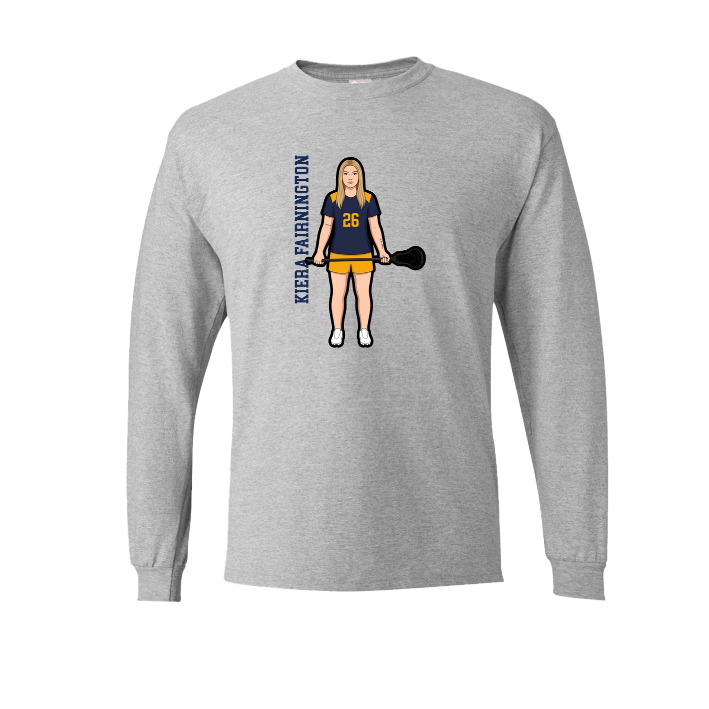 Long Sleeve Tee — Name Vertical in Grey