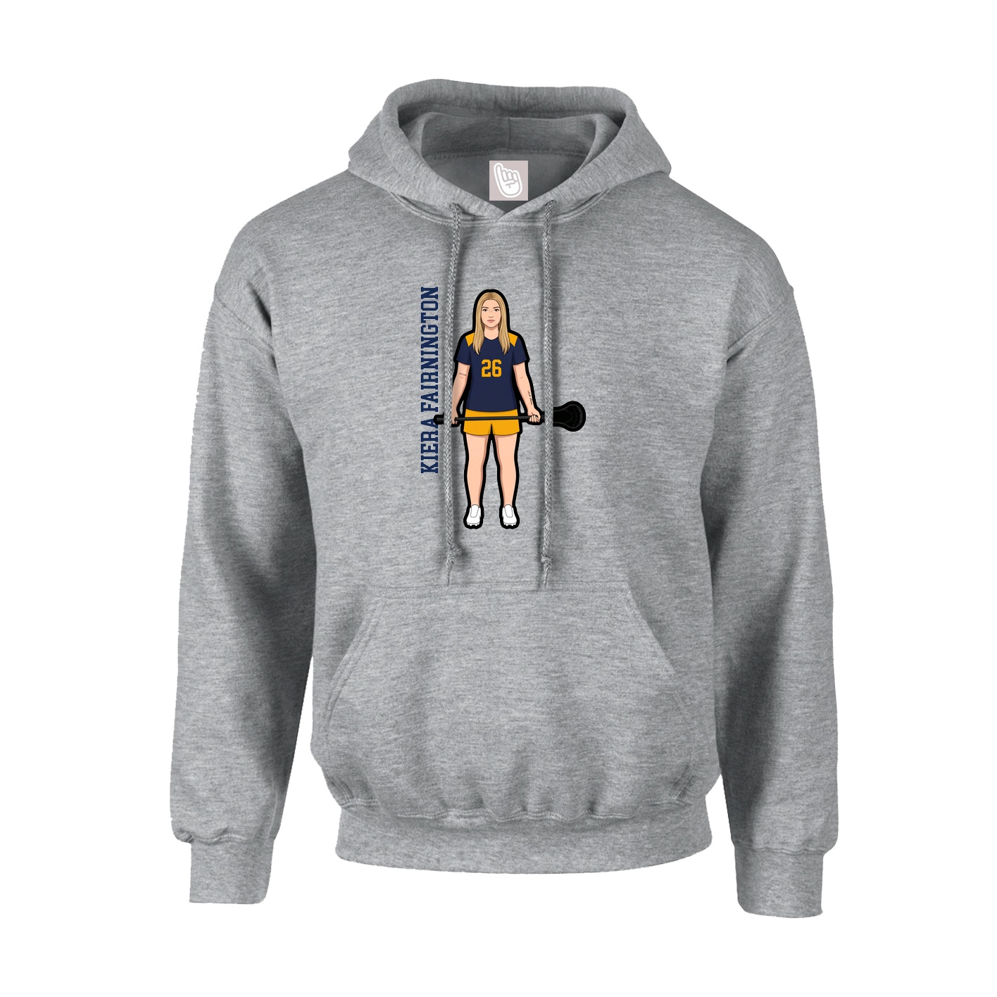 Hoodie — Name Vertical in Grey