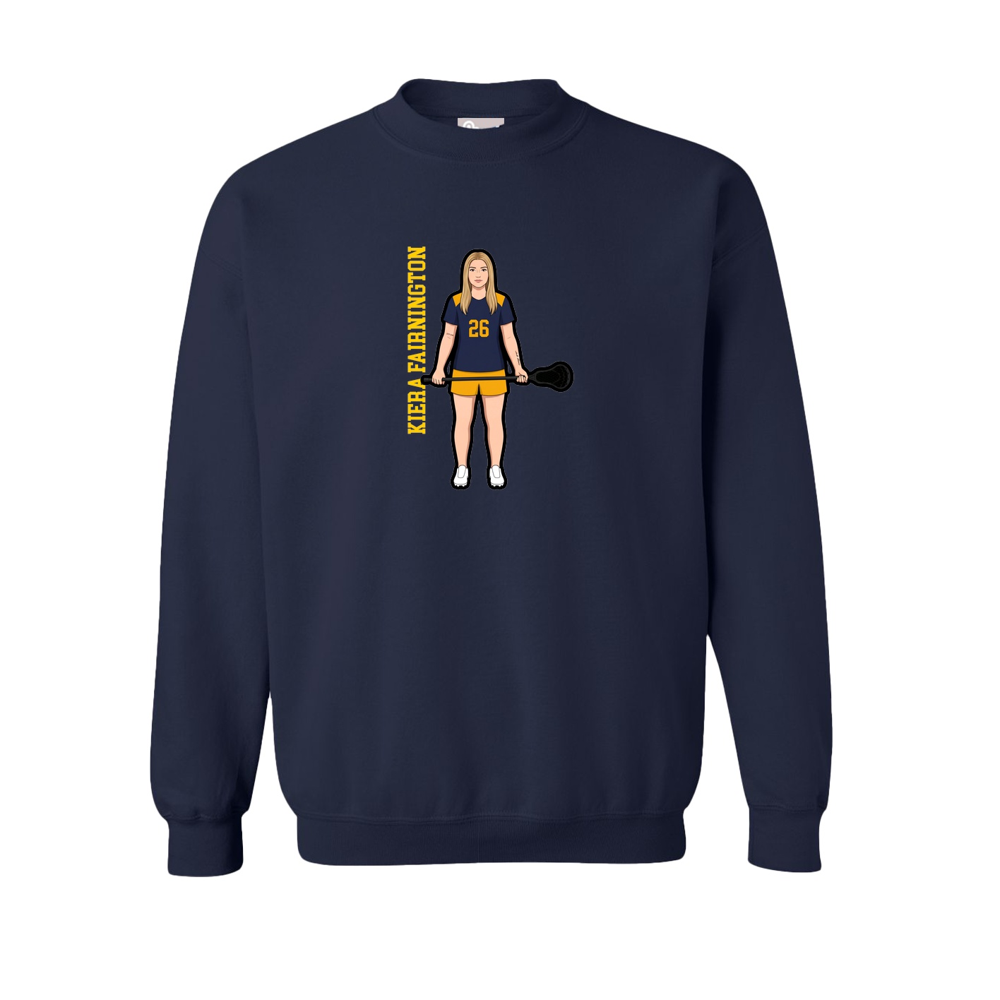 Fleece Crew — Name Vertical in Navy