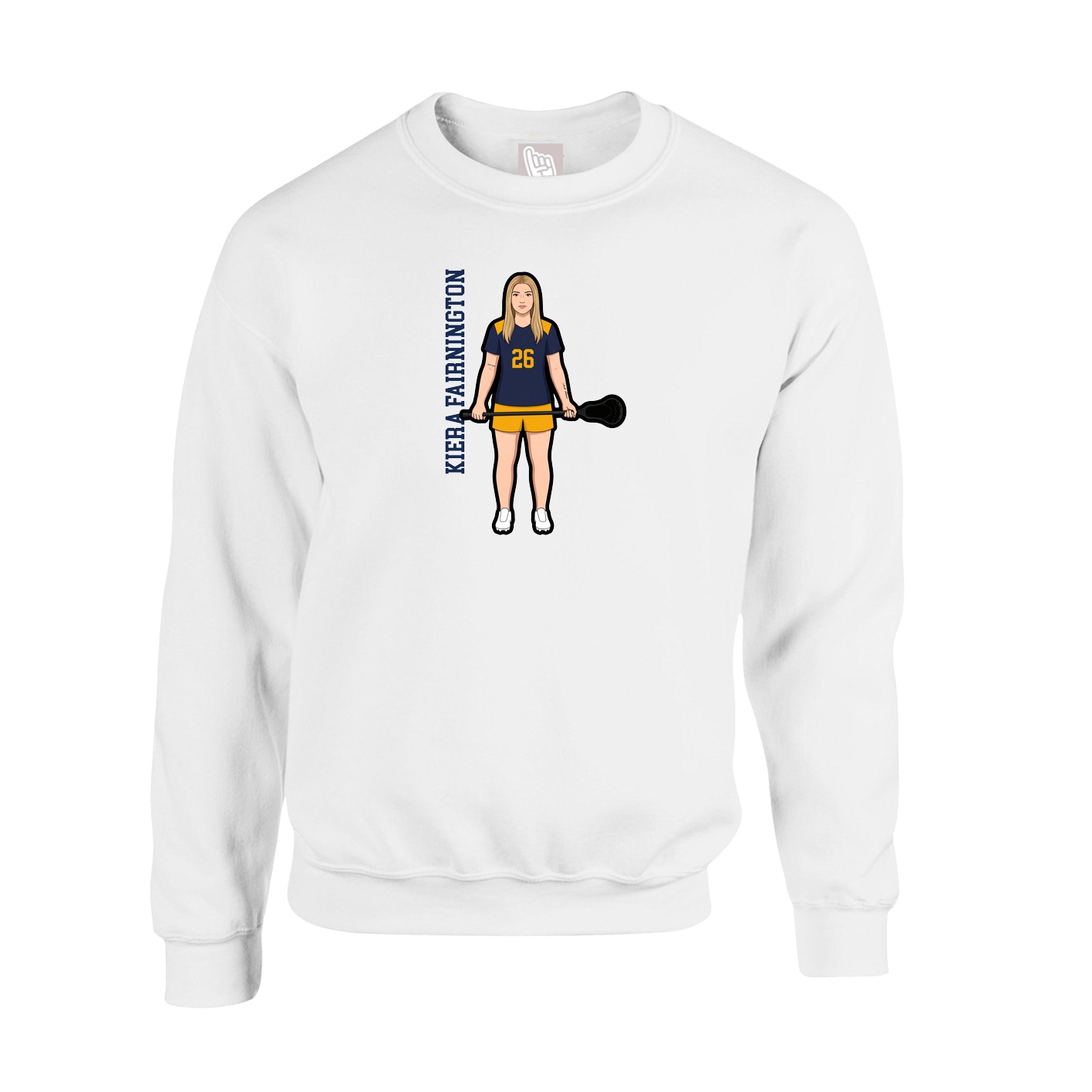 Fleece Crew — Name Vertical in White