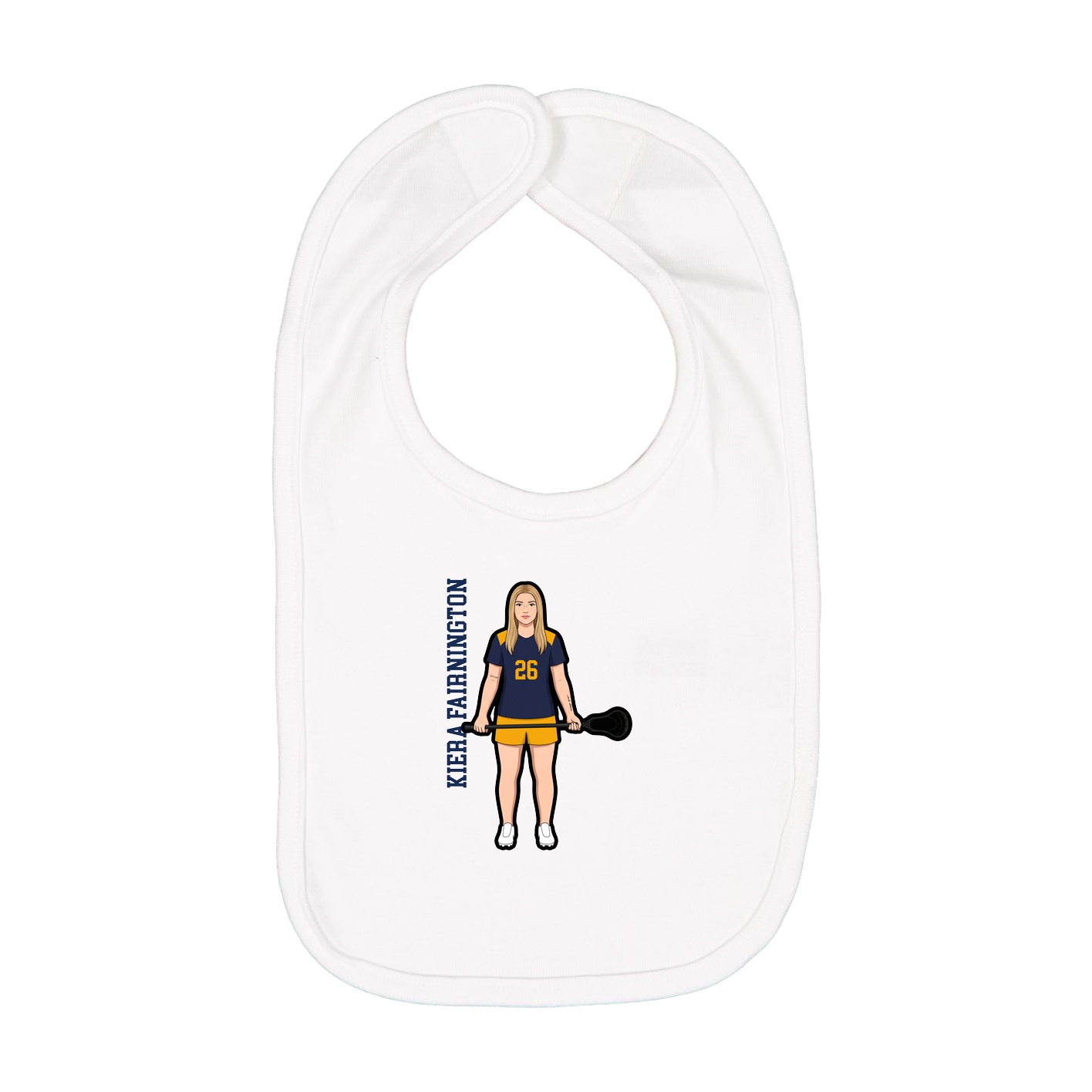 Infant Bib — Name Vertical in White