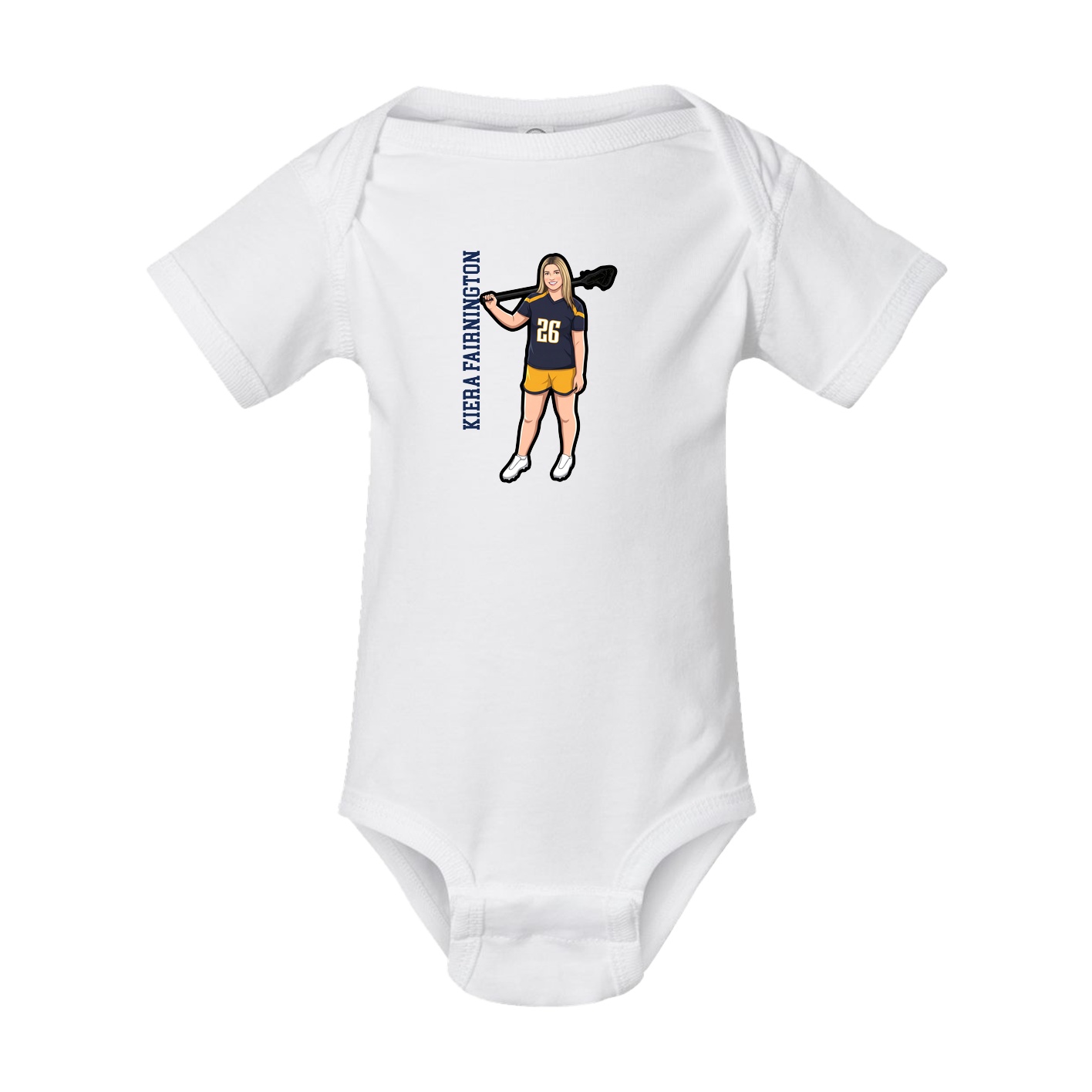 Baby Onesie — Name Vertical in White
