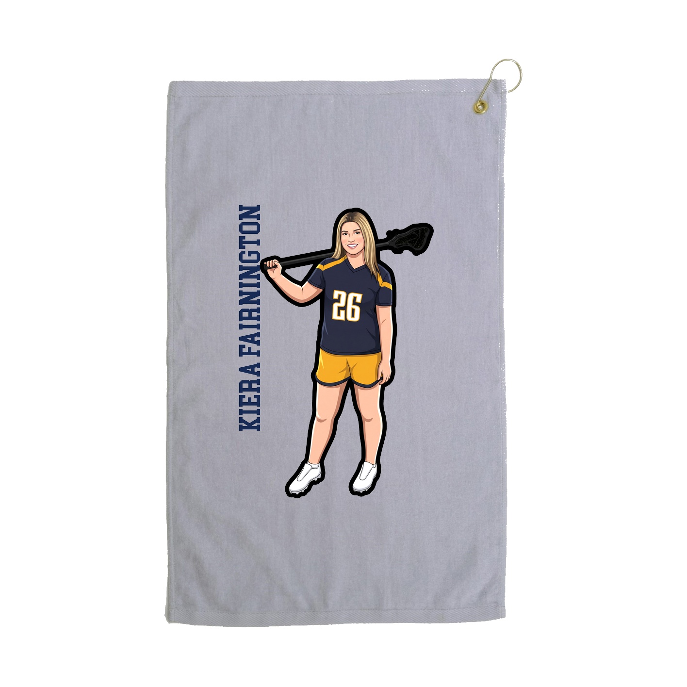 Golf Towel — Name Vertical in Grey