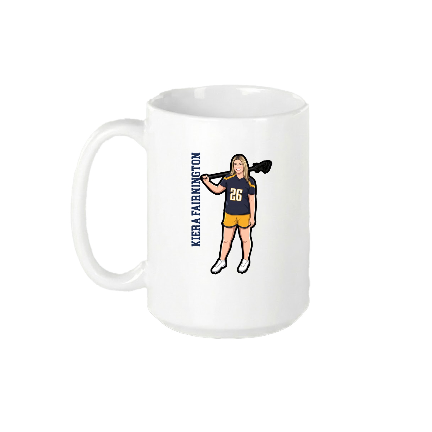 15oz Coffee Mug — Name Vertical in White