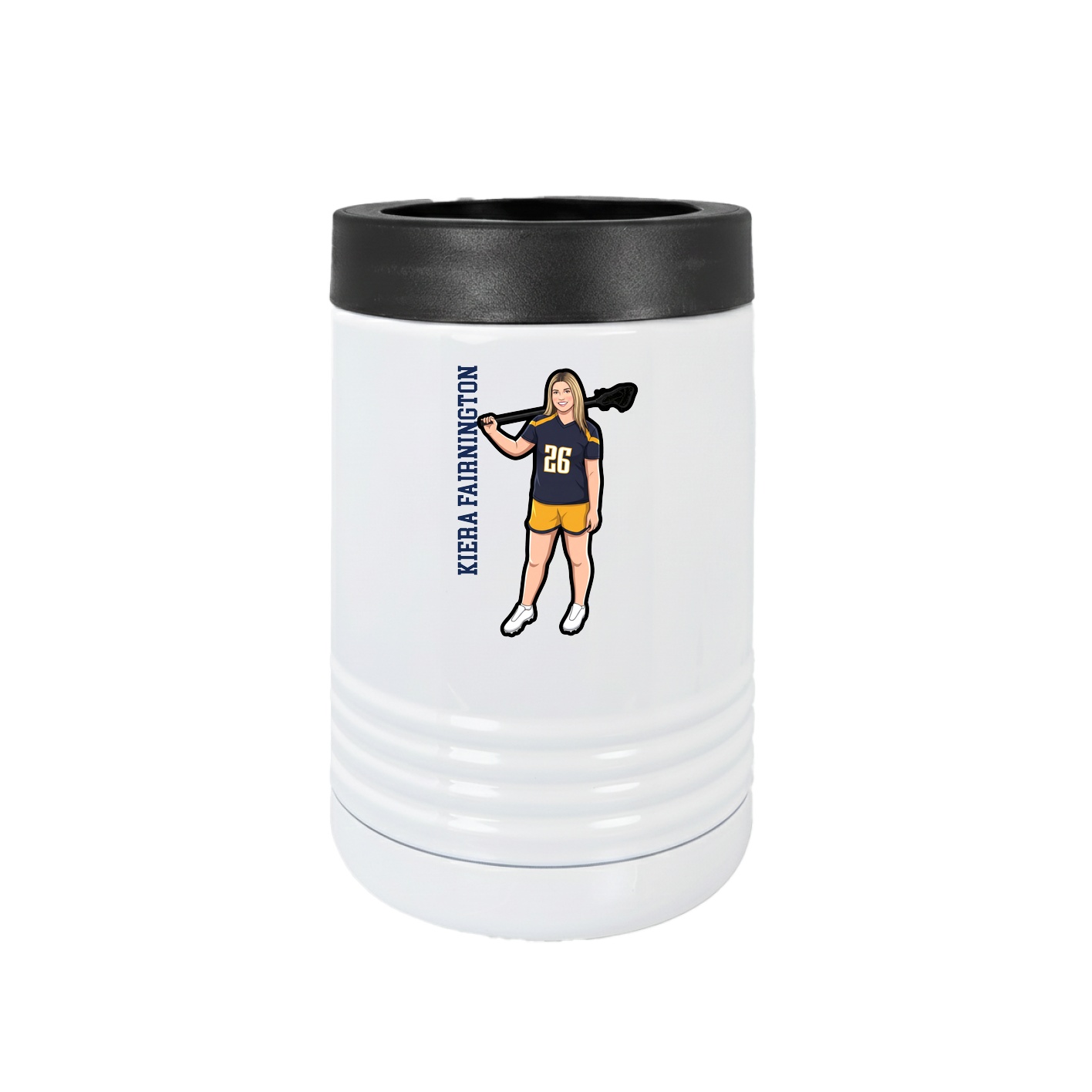 Beverage Holder — Name Vertical in White