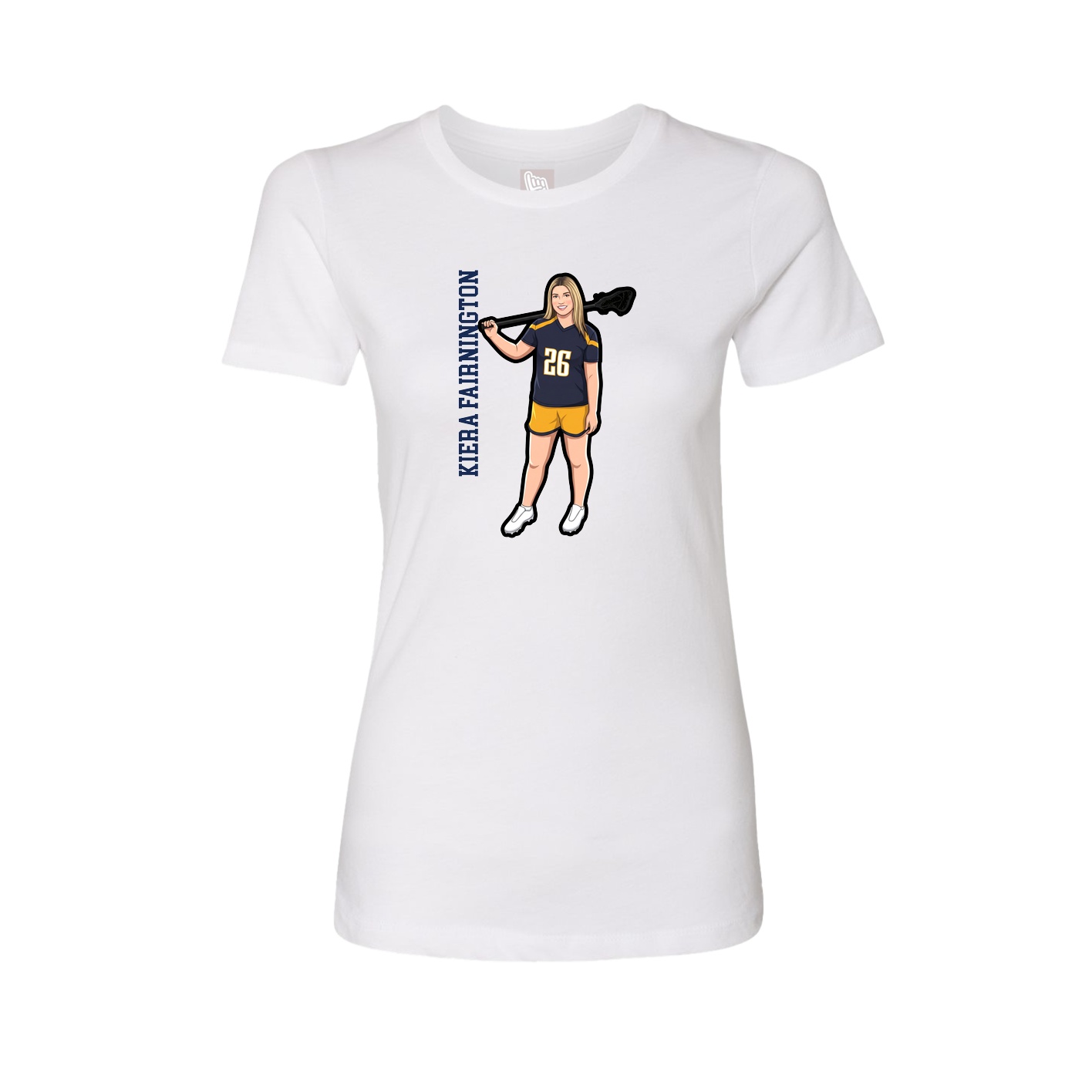 Fitted Women's Tee — Name Vertical in White