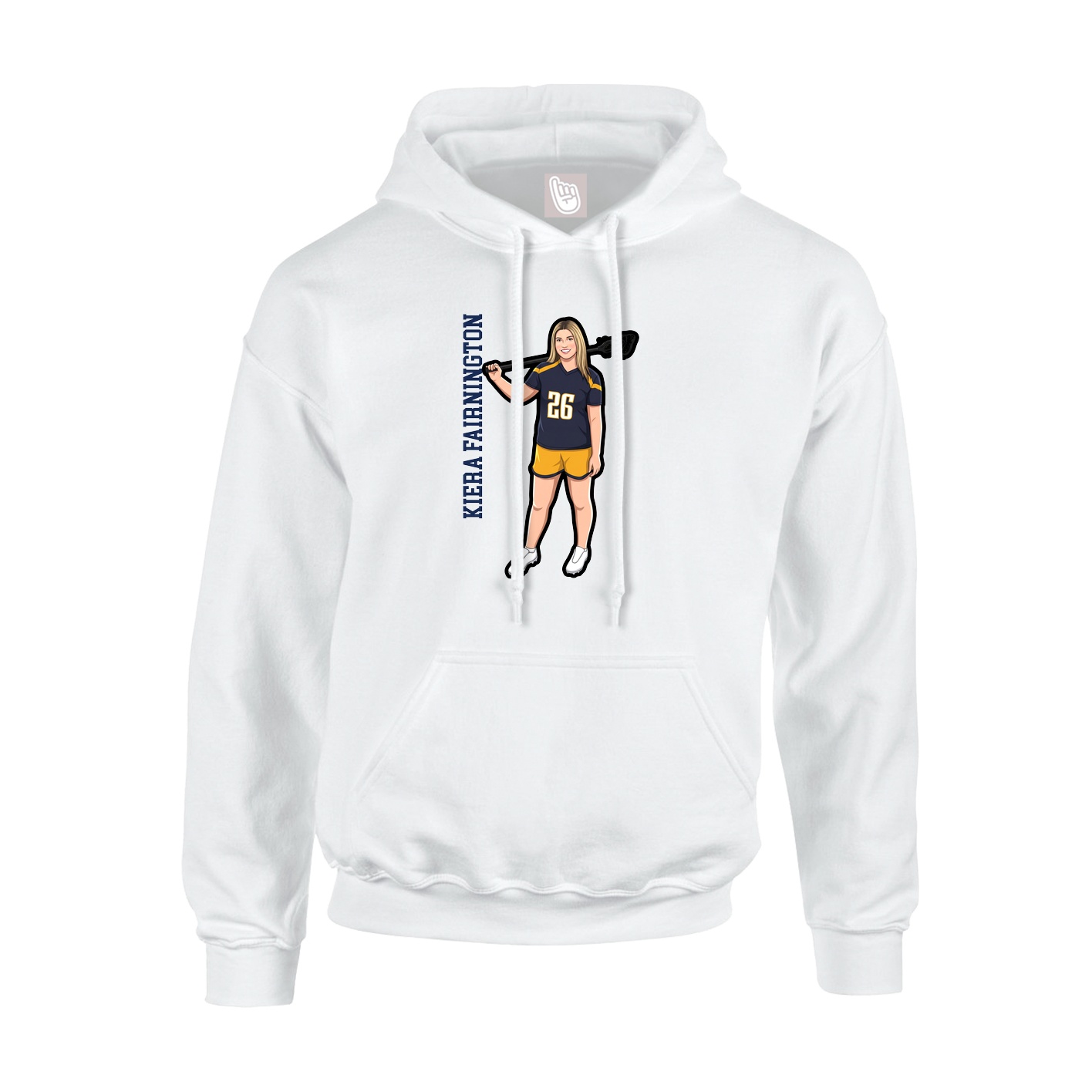Youth Hoodie — Name Vertical in White