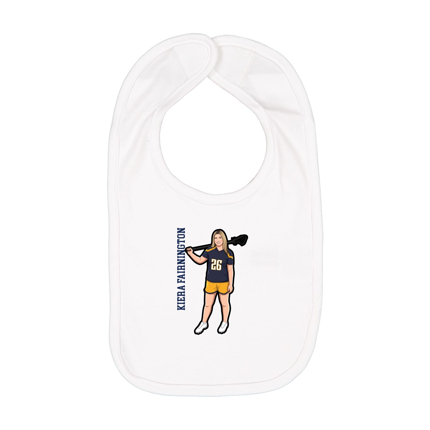 Infant Bib — Name Vertical in White