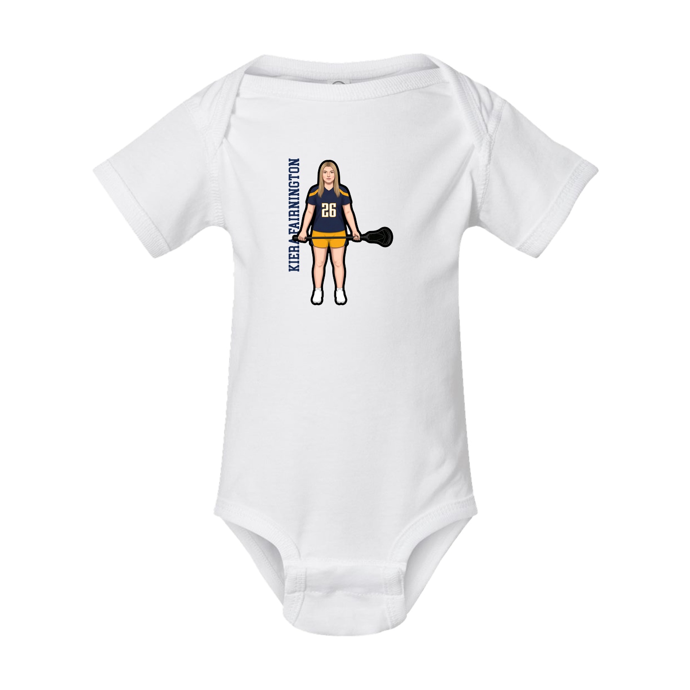 Baby Onesie — Name Vertical in White