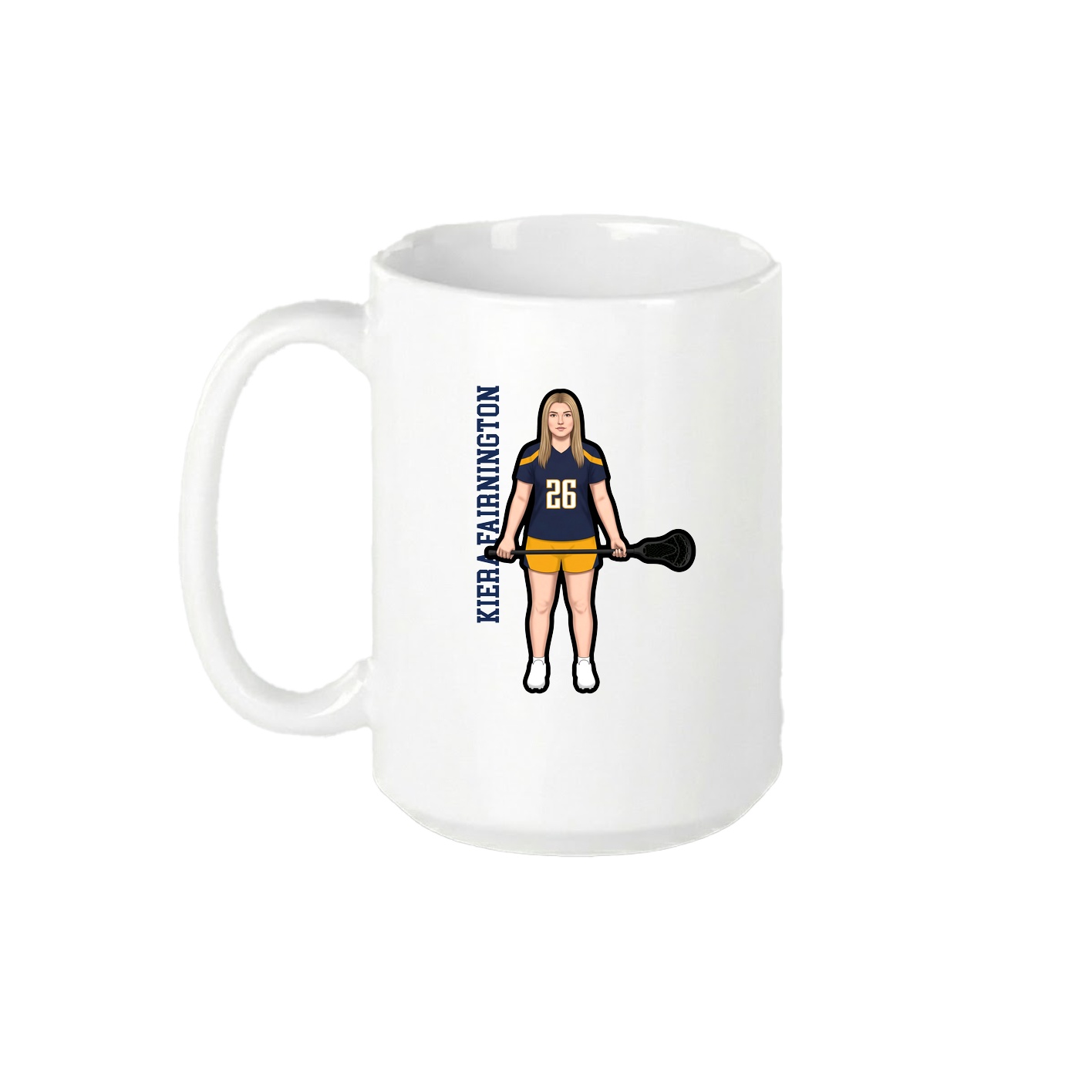 15oz Coffee Mug — Name Vertical in White