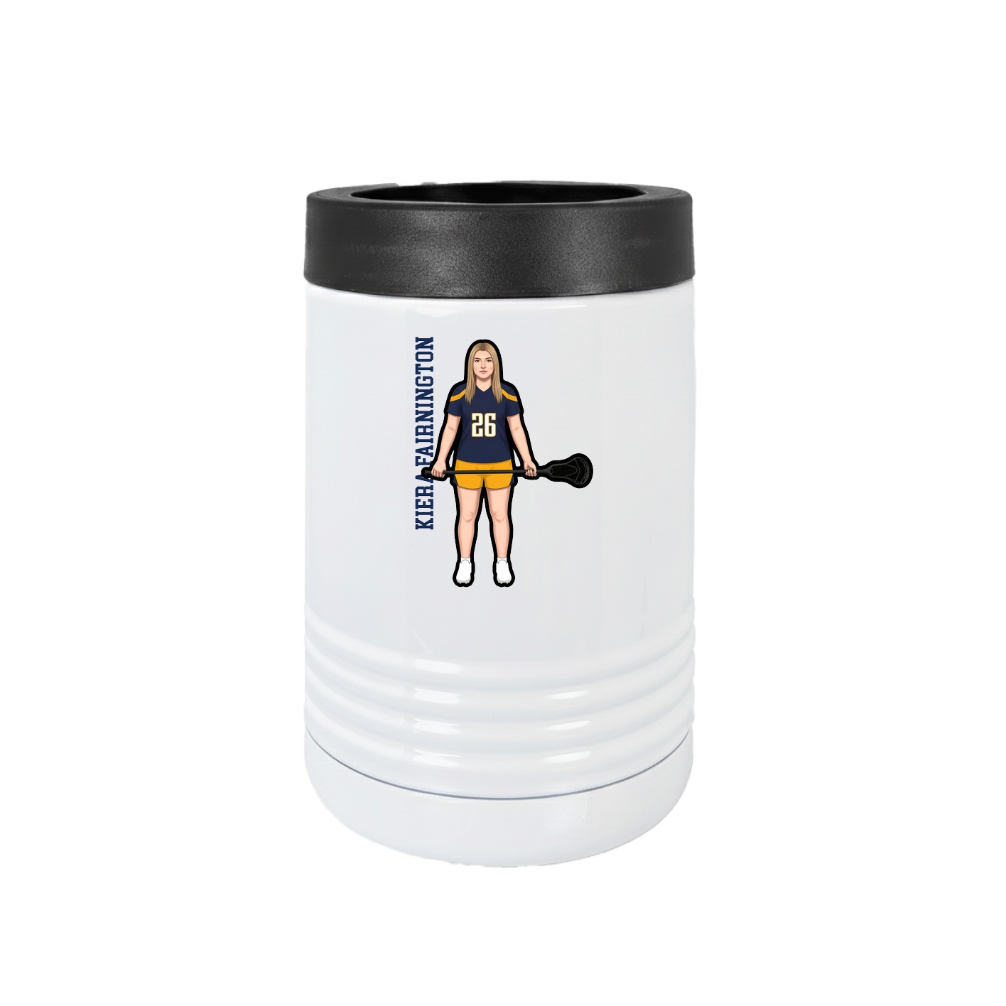 Beverage Holder — Name Vertical in White