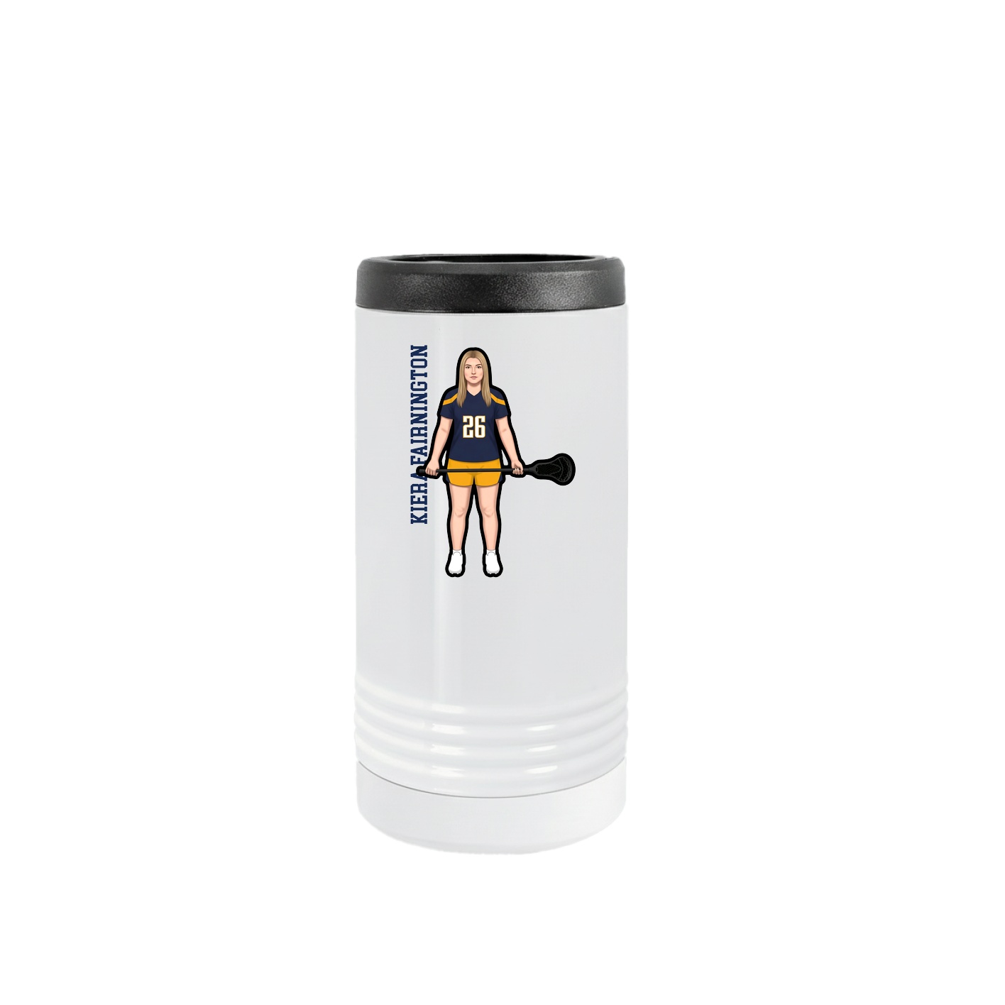 Slim Beverage Holder — Name Vertical in White
