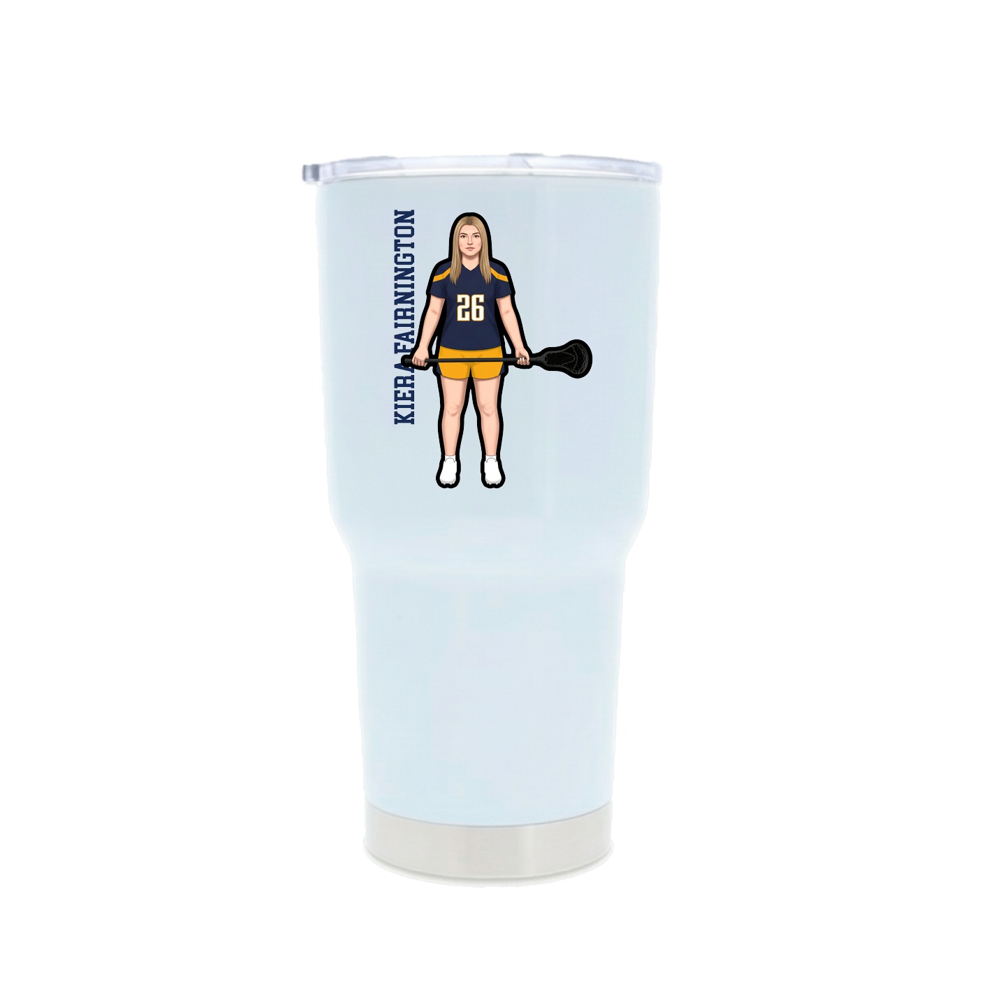 30oz Stainless Steel Tumbler — Name Vertical in White