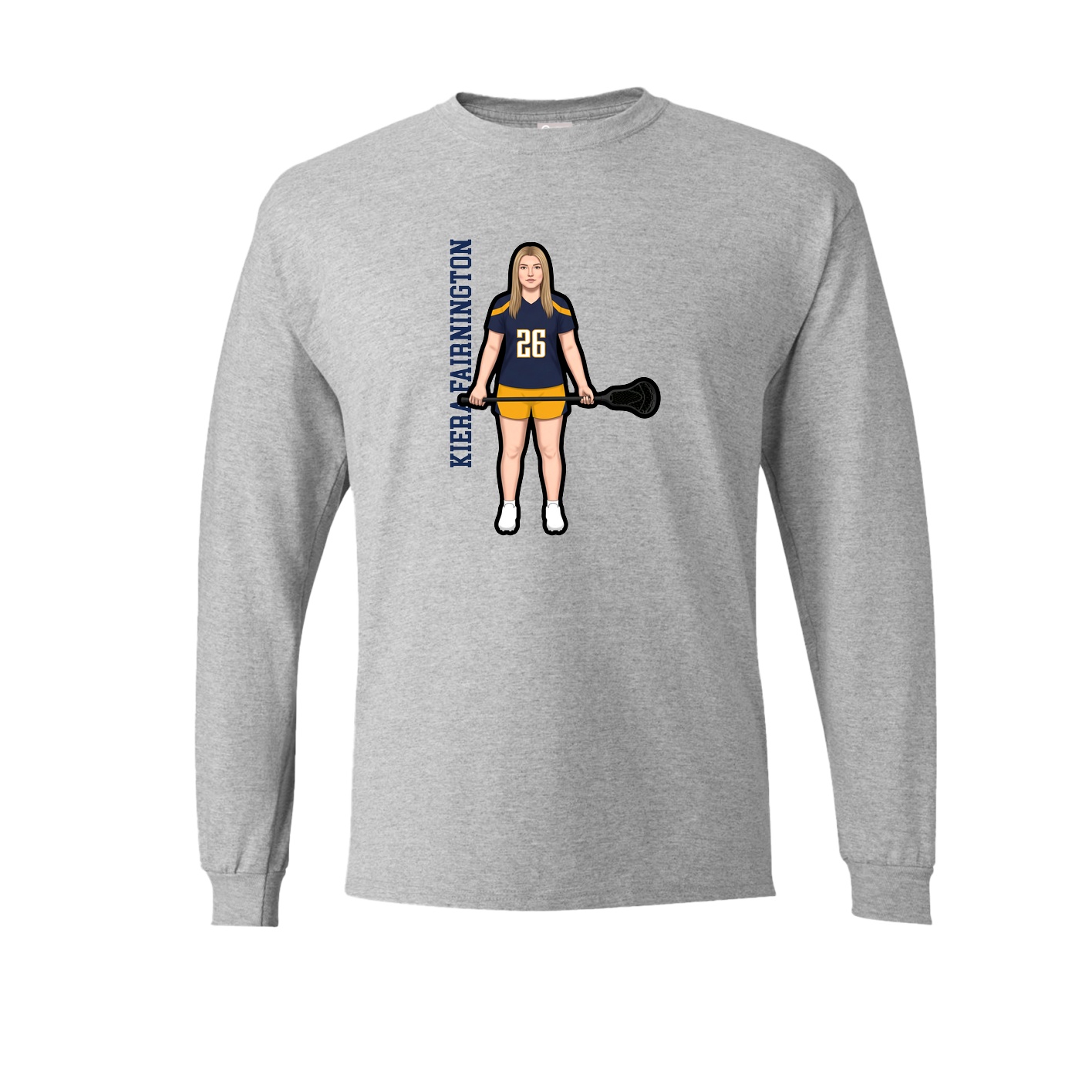Long Sleeve Tee — Name Vertical in Grey