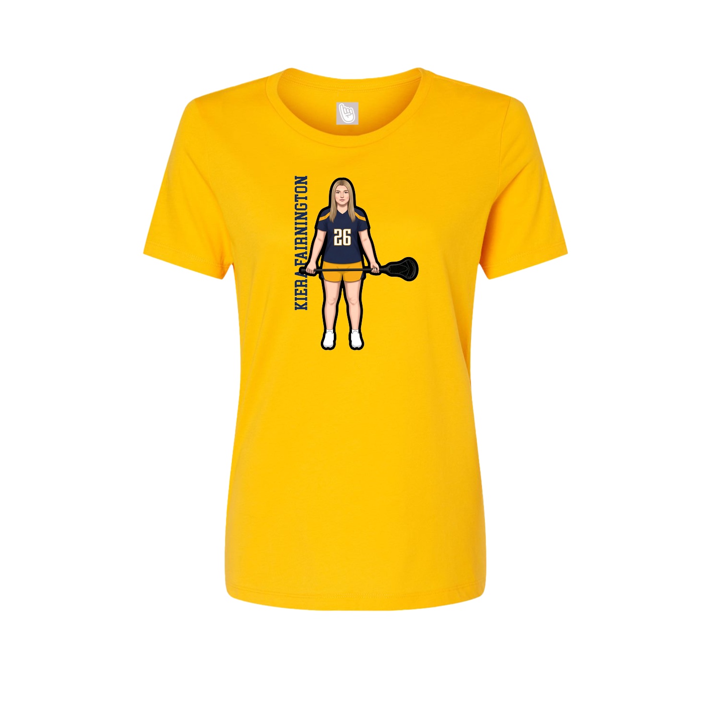 Fitted Women's Tee — Name Vertical in Gold