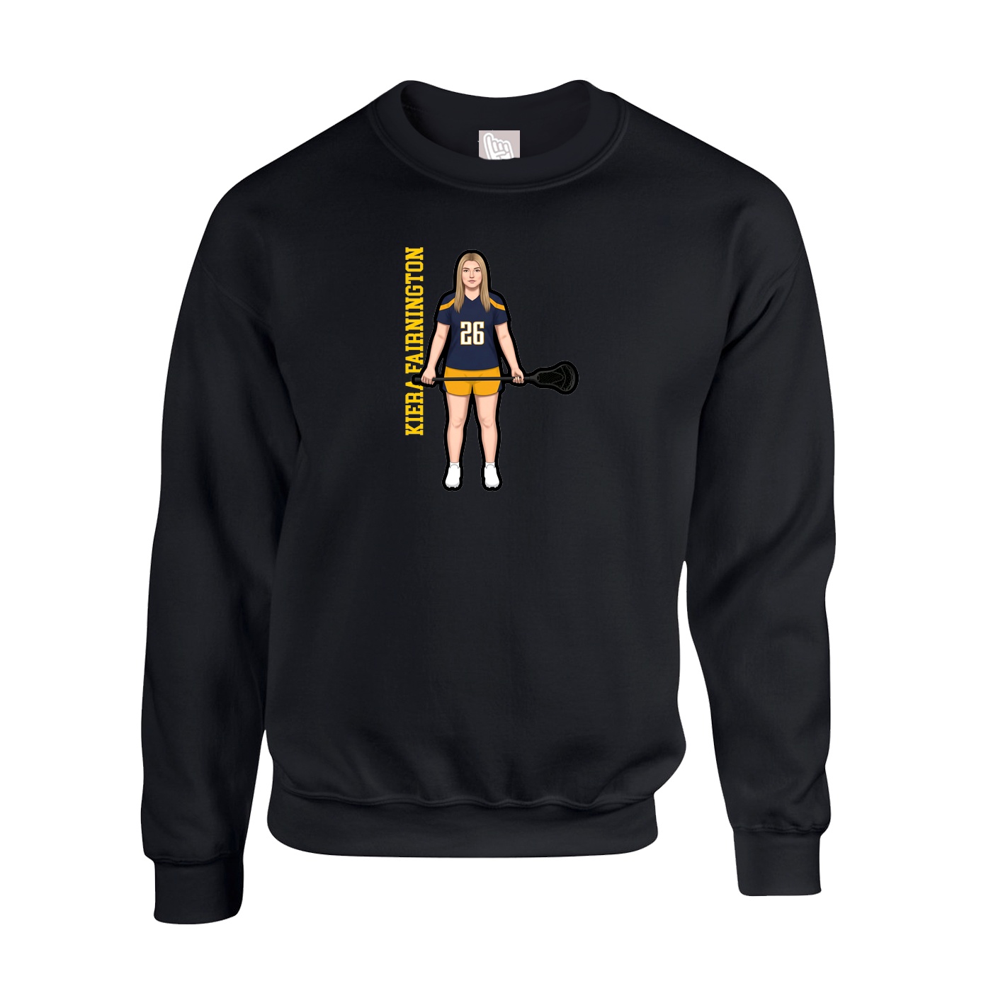 Fleece Crew — Name Vertical in Black