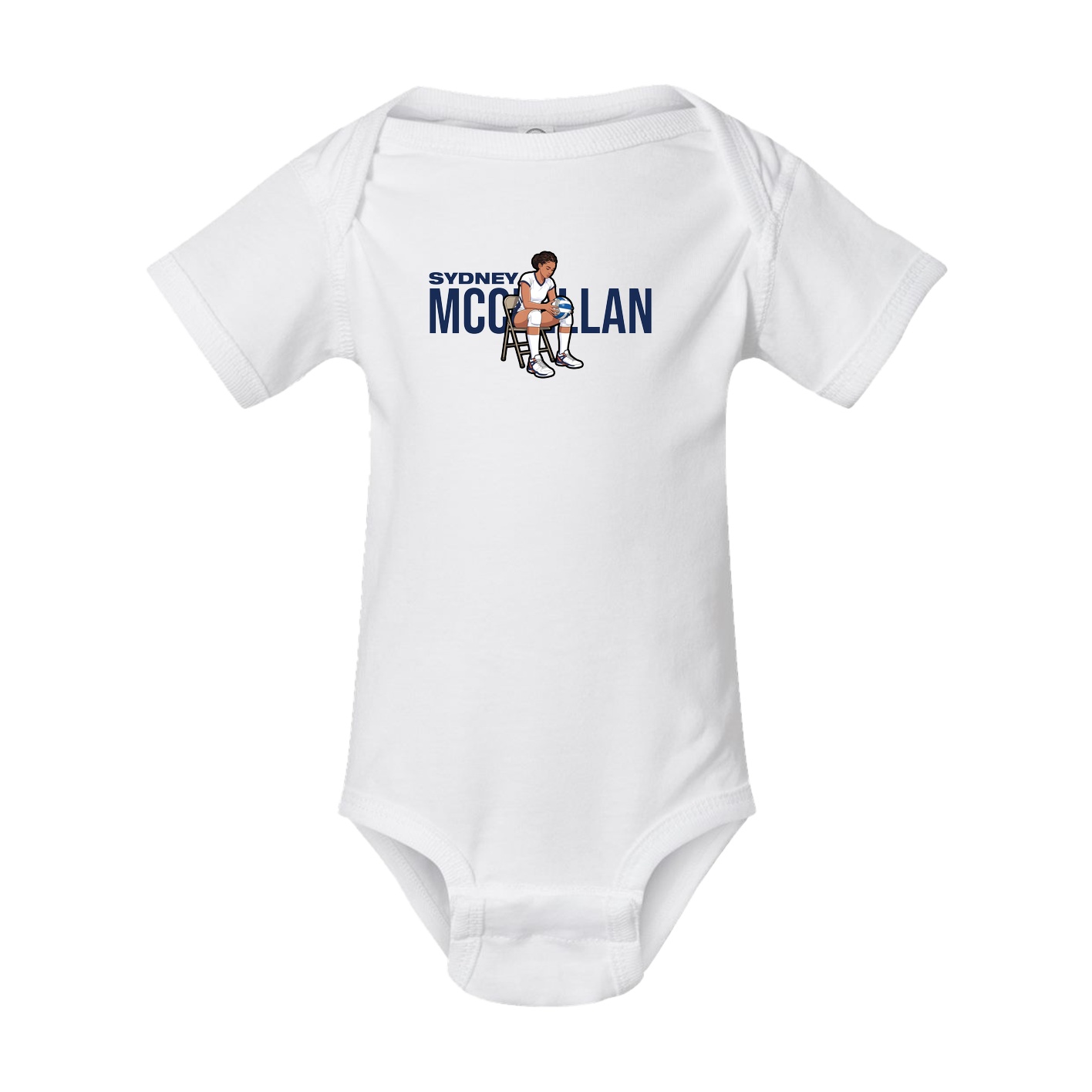 Baby Onesie — Player Name in White