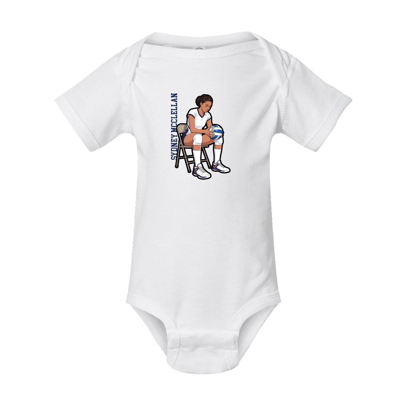 Baby Onesie — Name Vertical in White