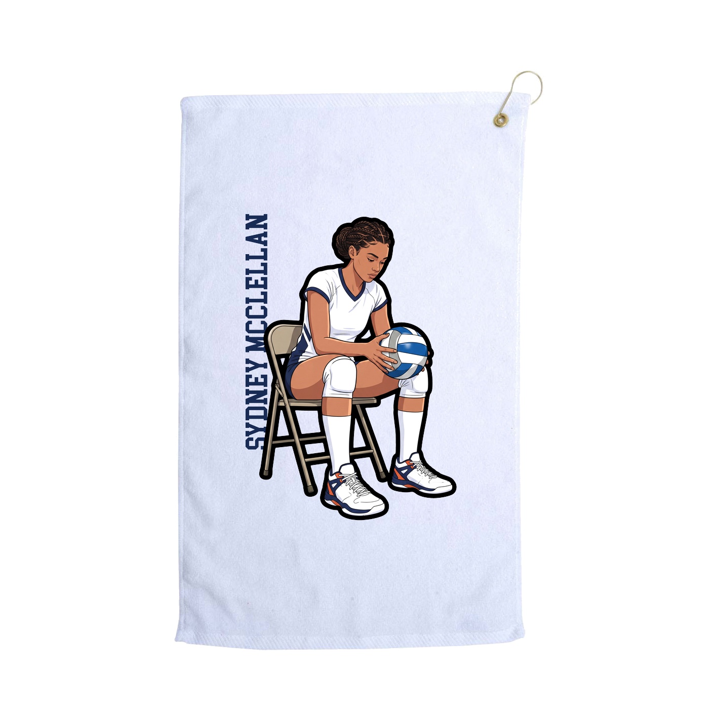 Golf Towel — Name Vertical in White