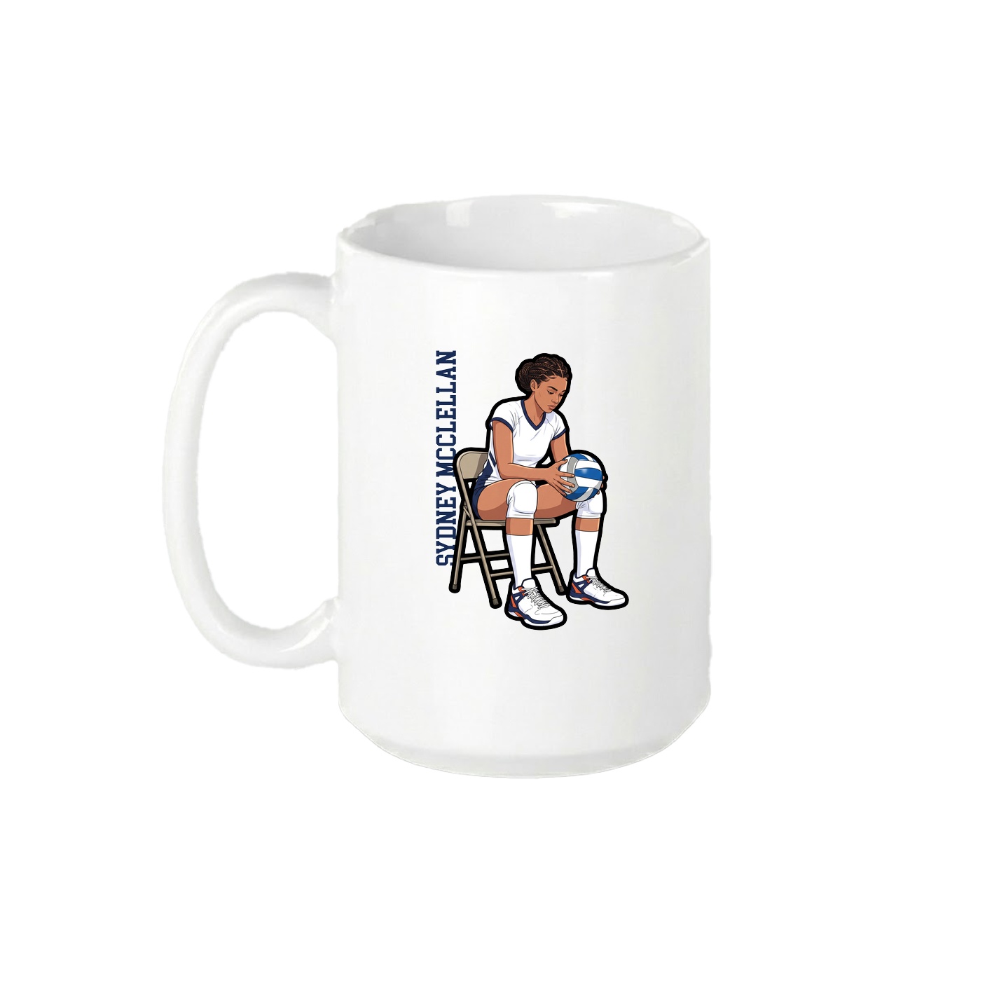 15oz Coffee Mug — Name Vertical in White