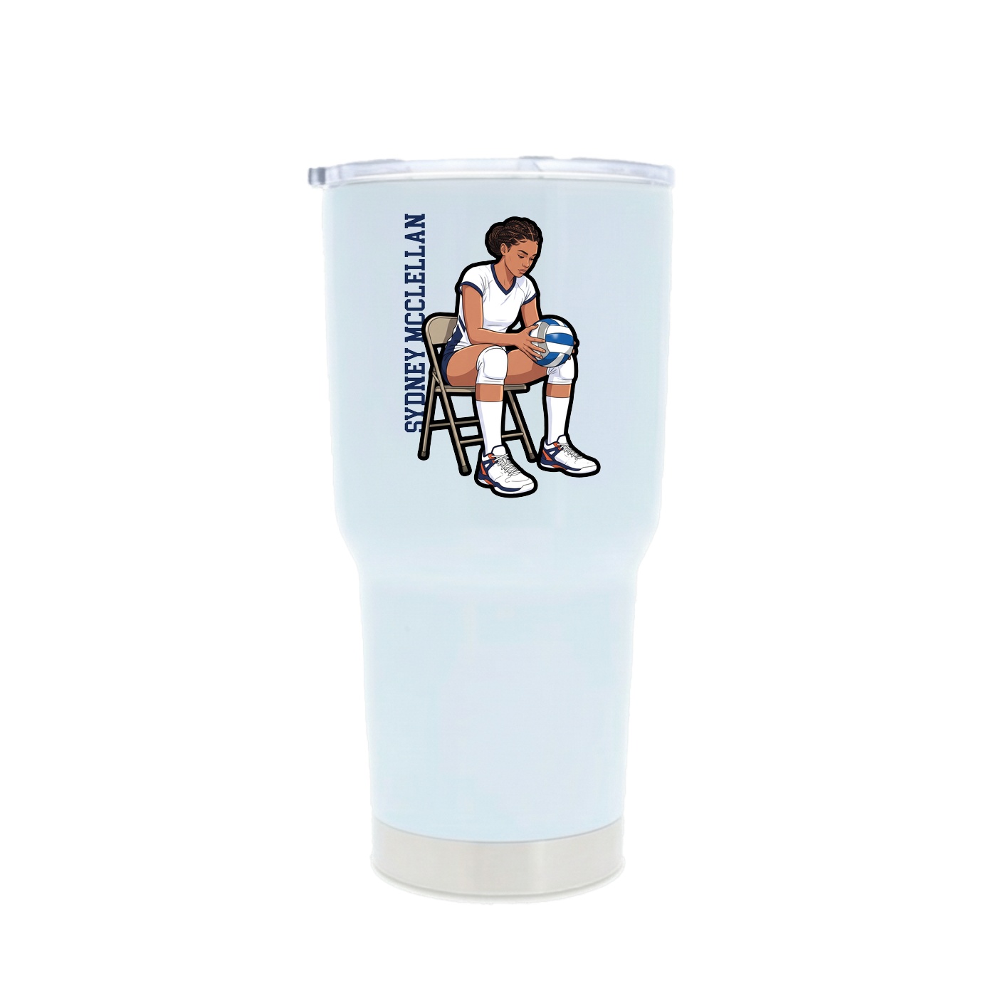30oz Stainless Steel Tumbler — Name Vertical in White