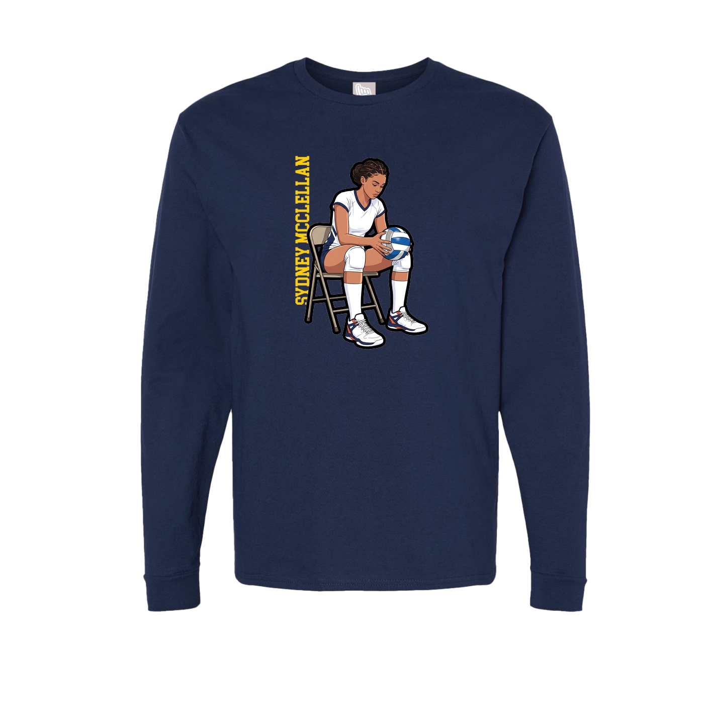 Long Sleeve Tee — Name Vertical in Navy