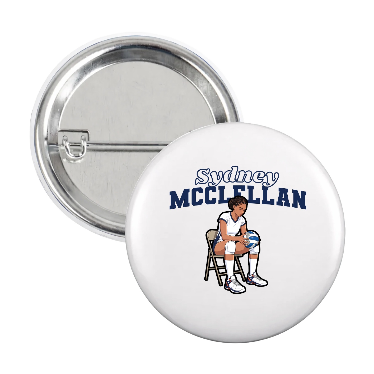 Game Day Button — Name Arch in White