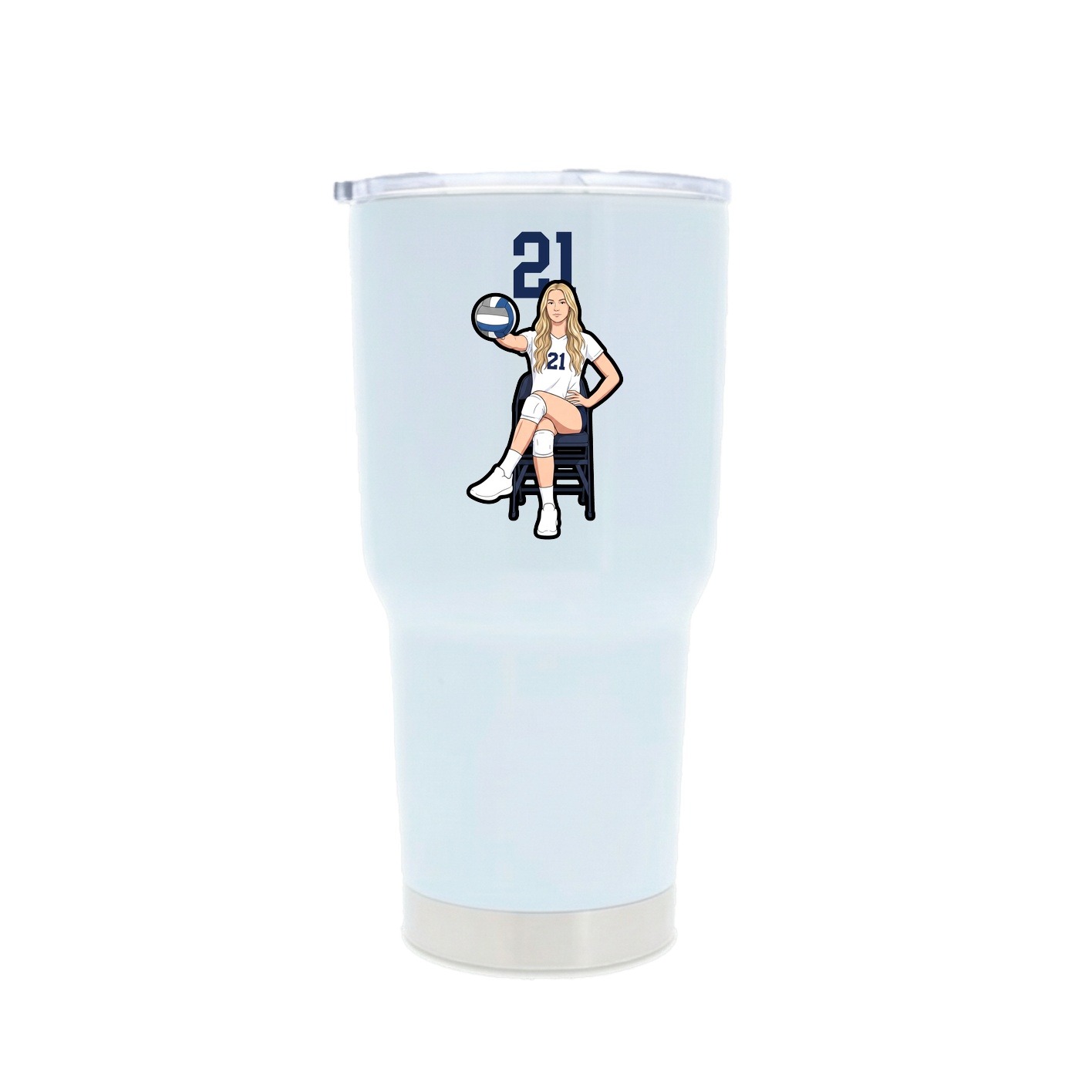 30oz Stainless Steel Tumbler — Number Top in White