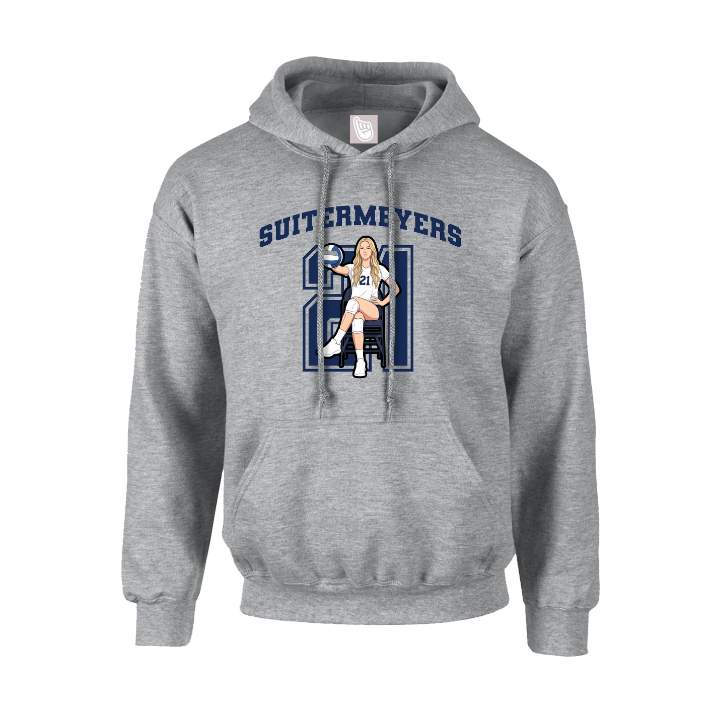 Hoodie — Number in Grey