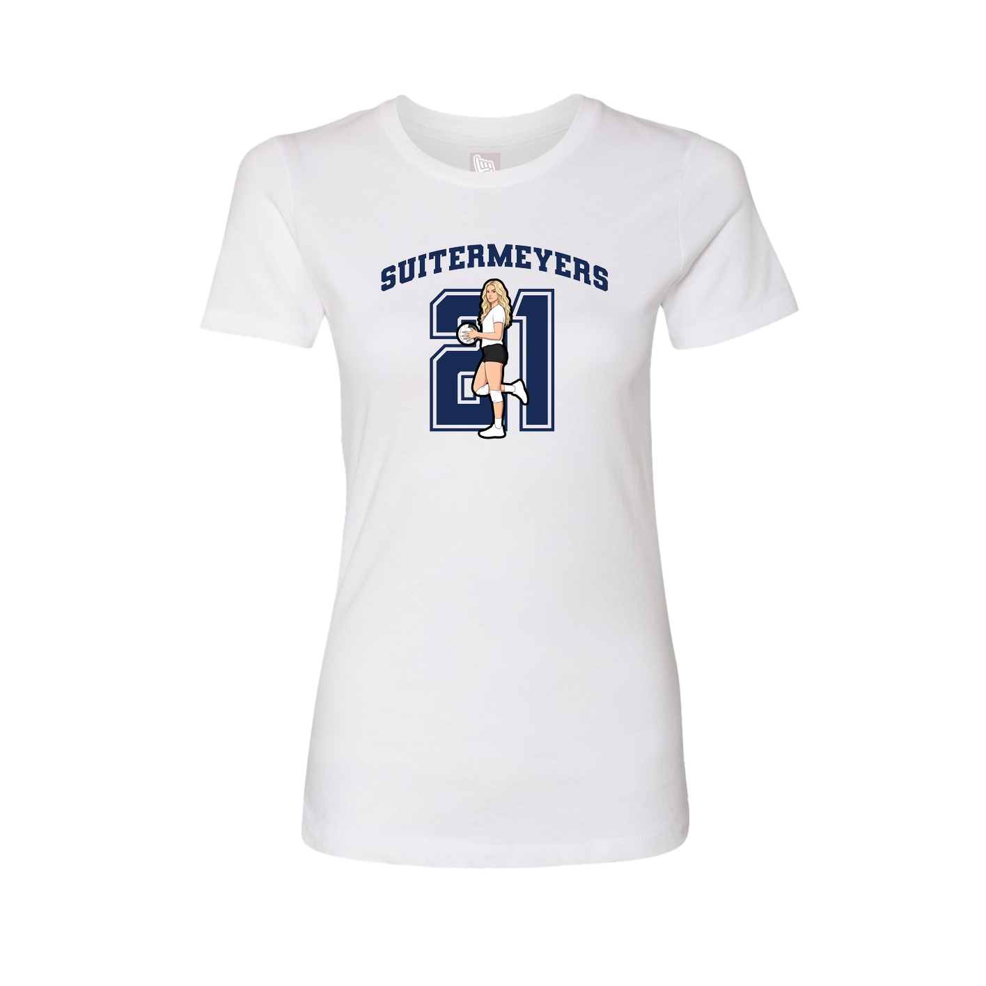 Fitted Women's Tee — Number in White