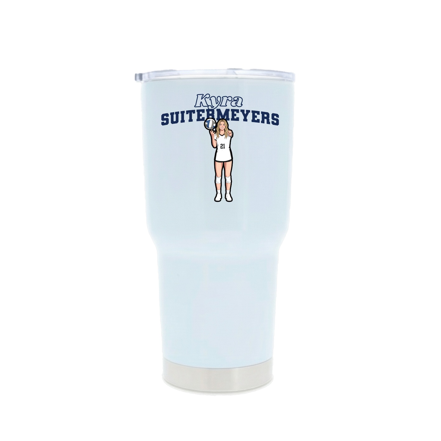 30oz Stainless Steel Tumbler — Name Arch in White