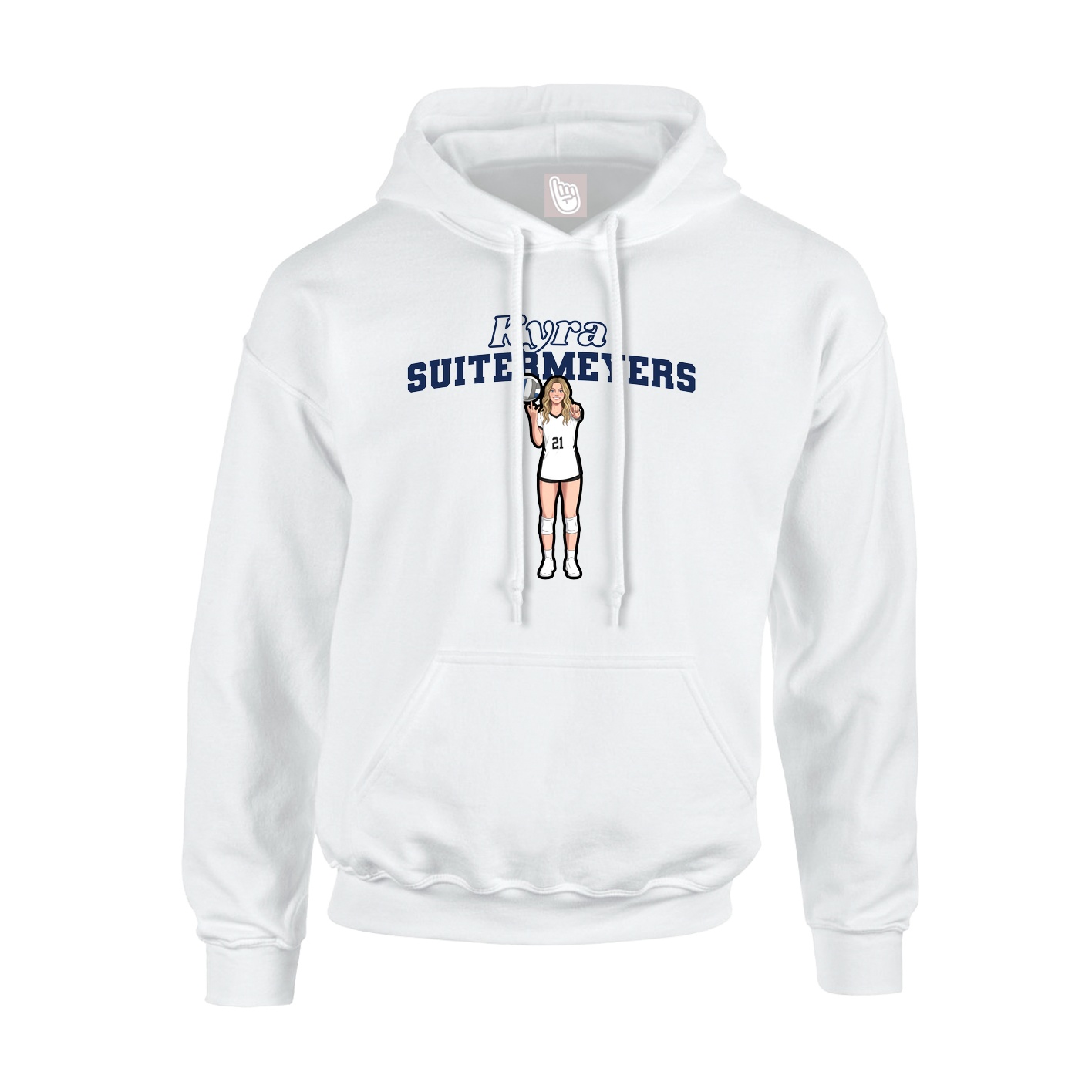 Youth Hoodie — Name Arch in White