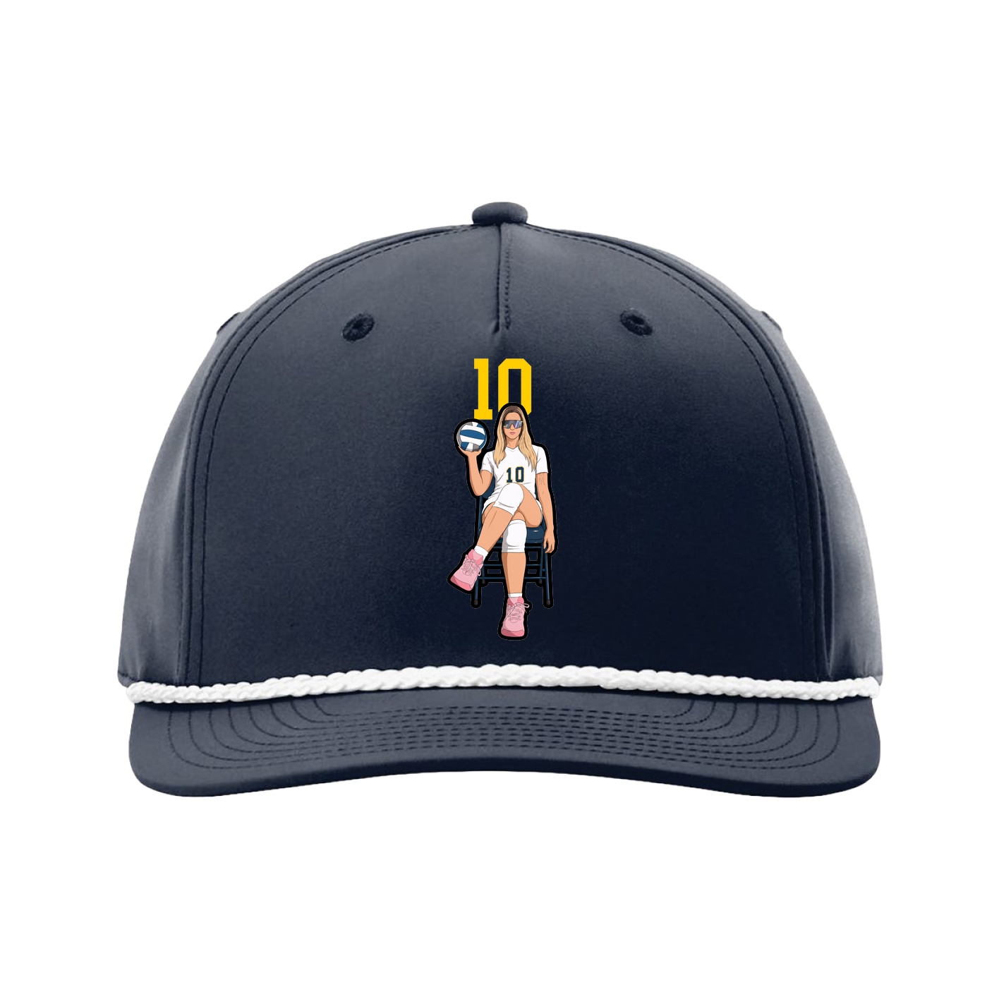 Five-Panel Classic Rope Cap — Number Top in Navy