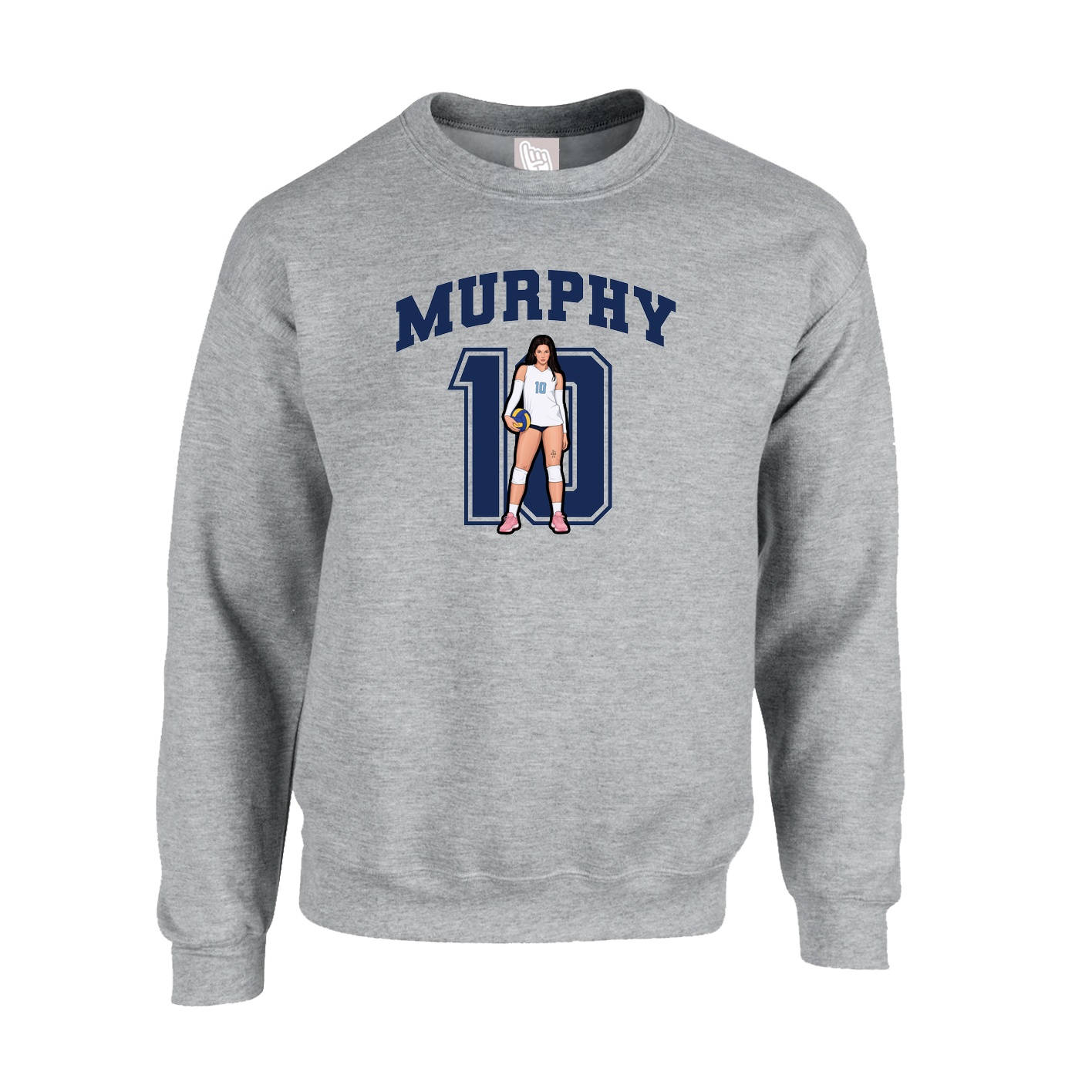 Fleece Crew — Number in Grey