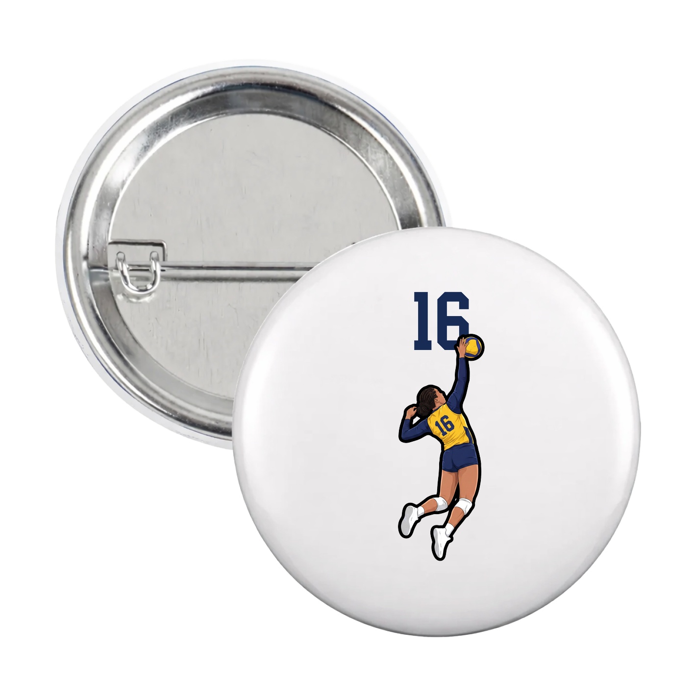 Game Day Button — Number Top in White