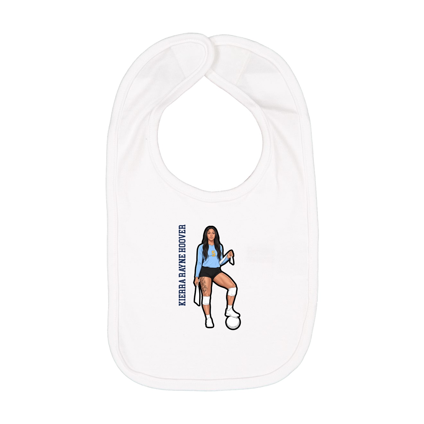 Infant Bib — Name Vertical in White