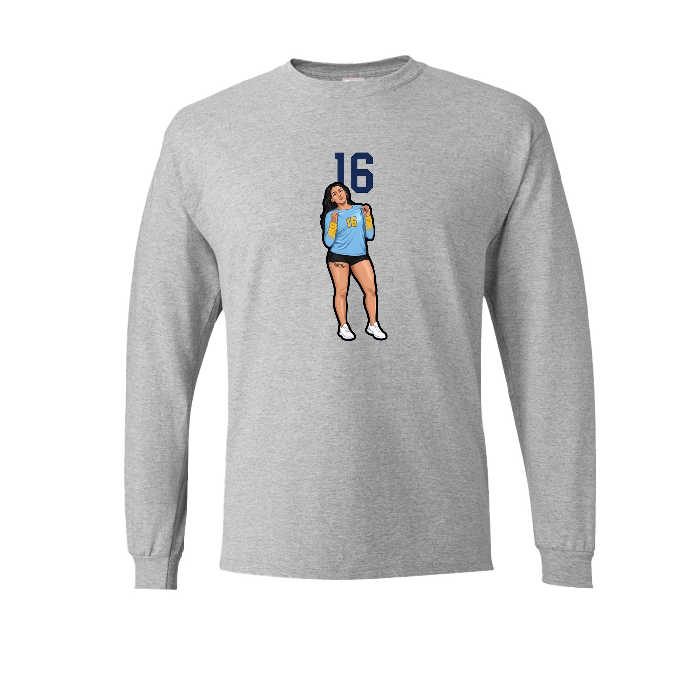 Long Sleeve Tee — Number Top in Grey