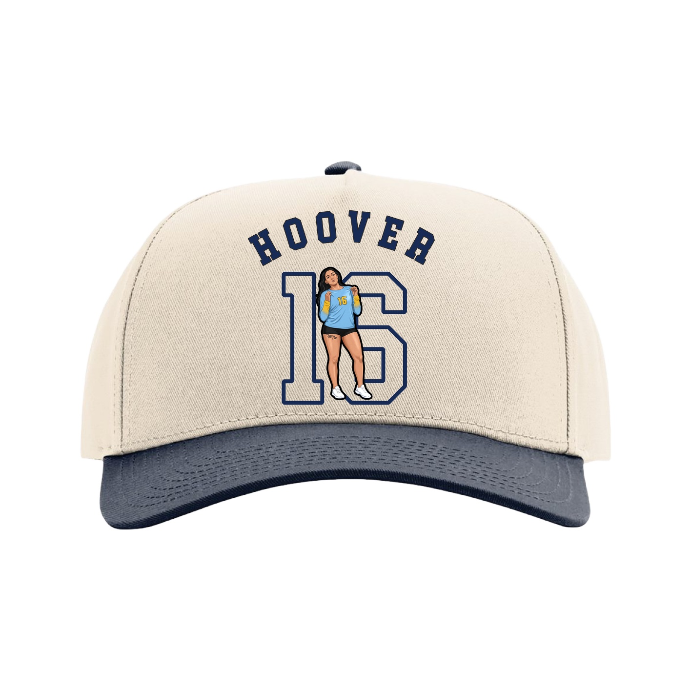 Full Fabric Five-Panel Champ Cap — Shirsey Arch in Cream/Navy