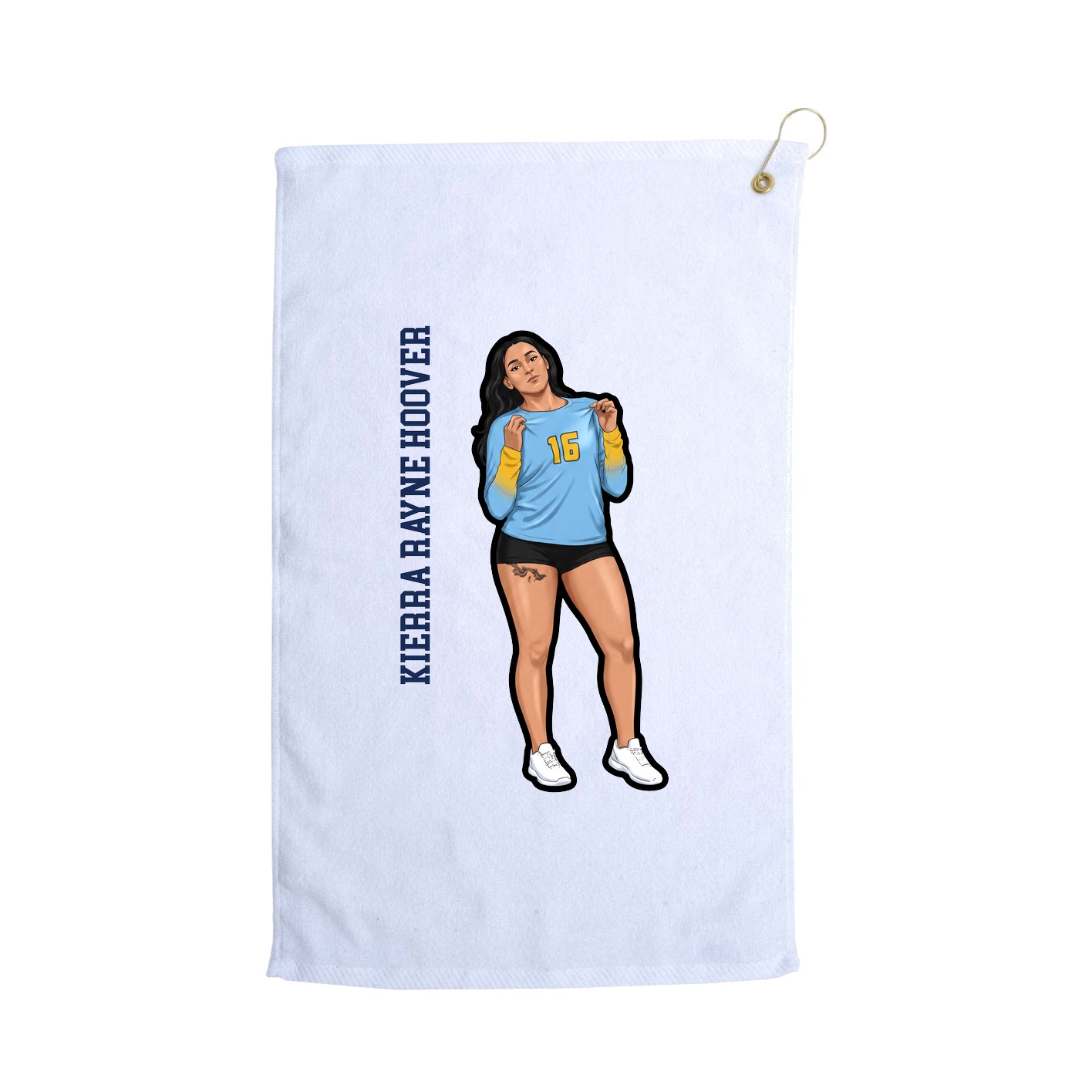 Golf Towel — Name Vertical in White