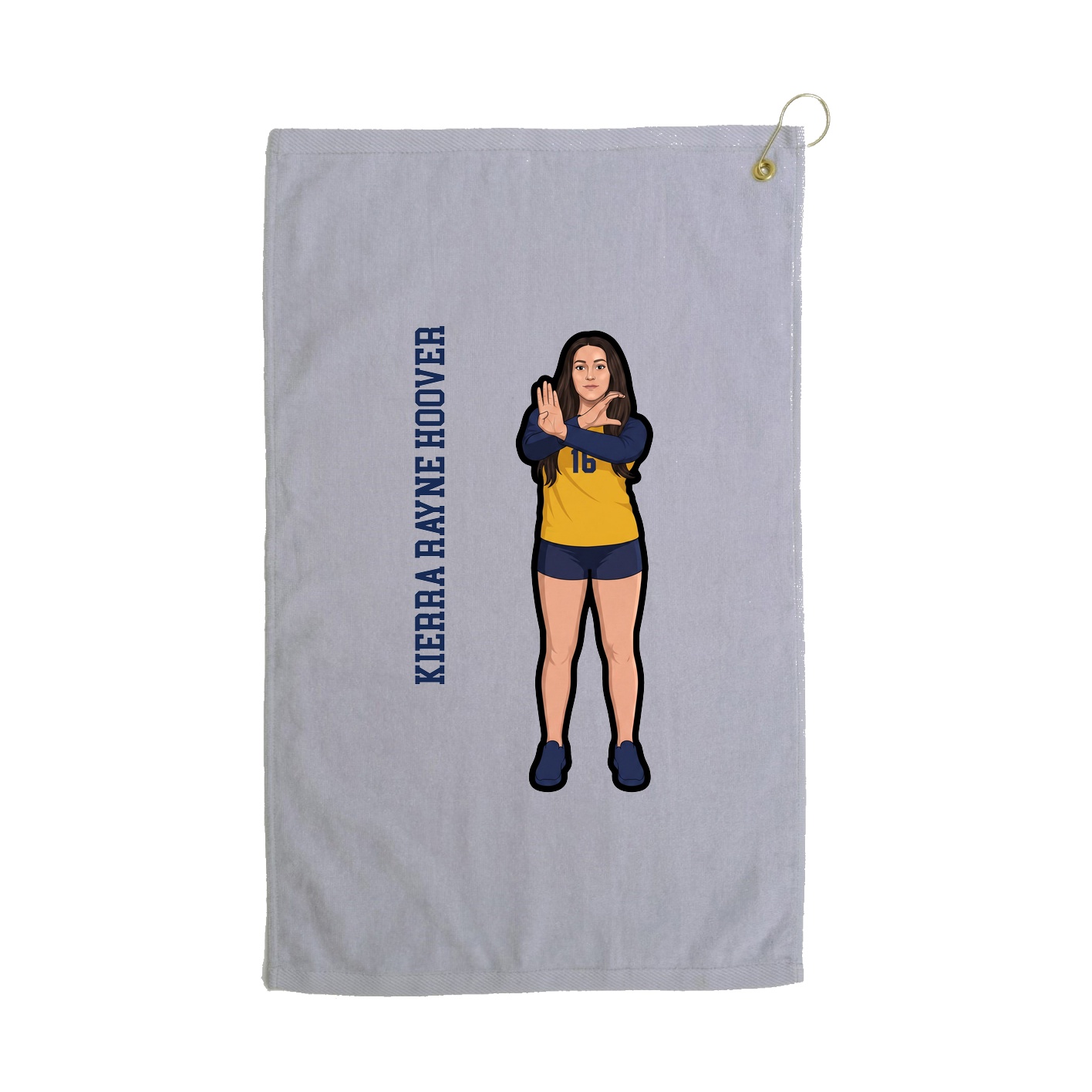 Golf Towel — Name Vertical in Grey