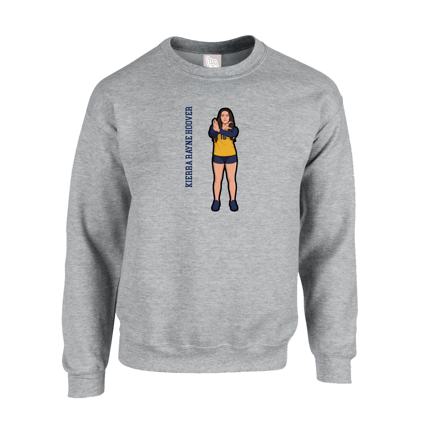 Fleece Crew — Name Vertical in Grey