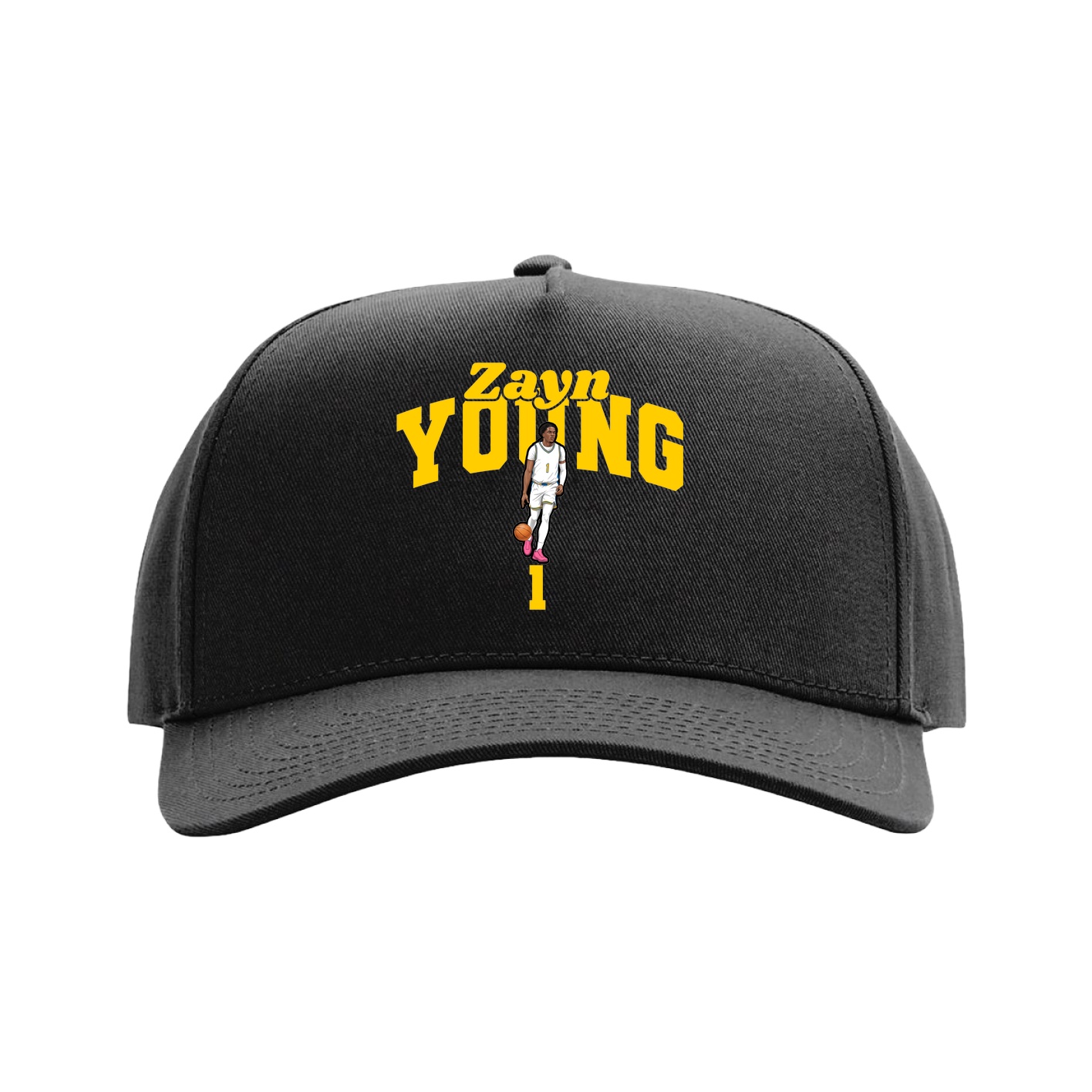 Full Fabric Five-Panel Champ Cap — Signature Arch in Black