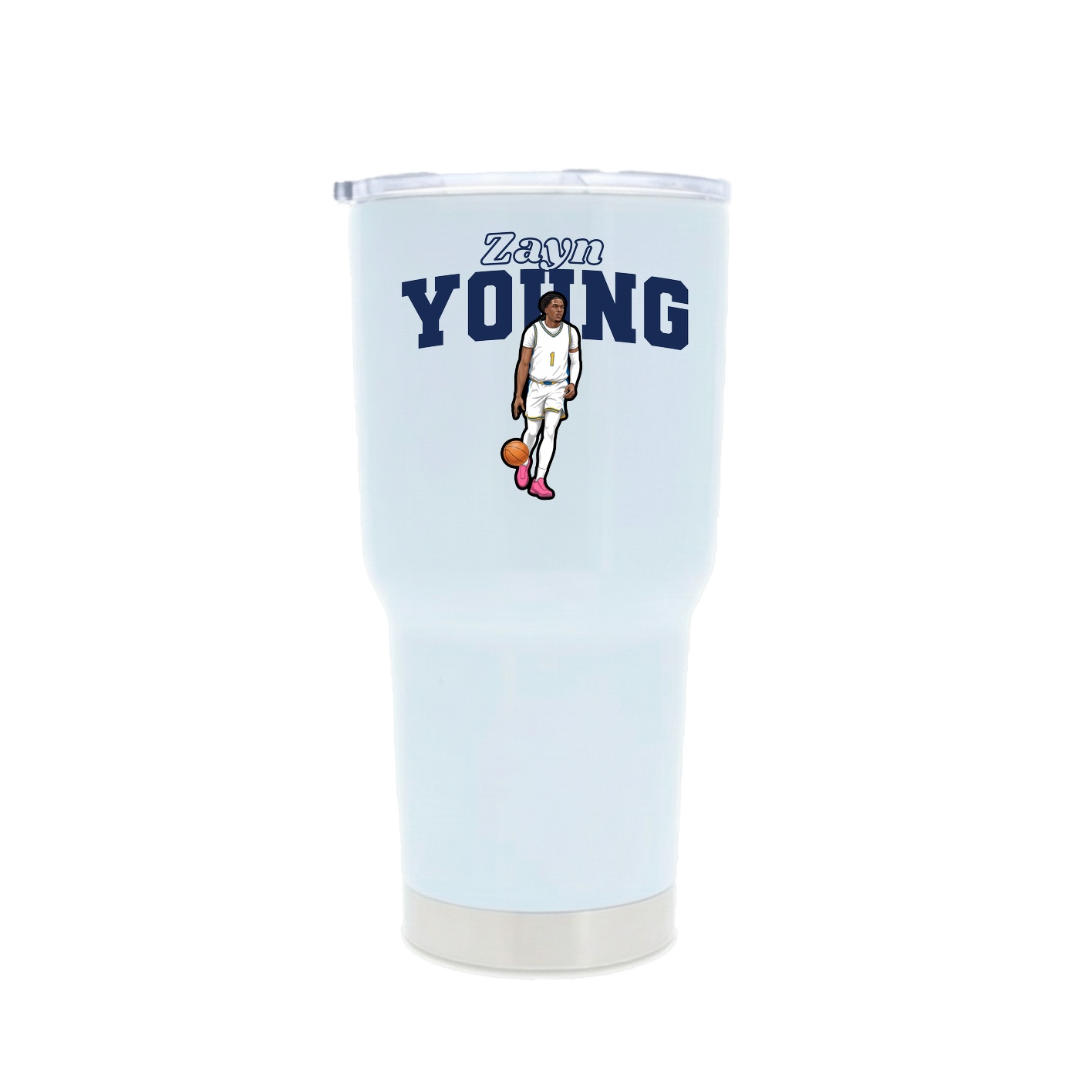 30oz Stainless Steel Tumbler — Name Arch in White