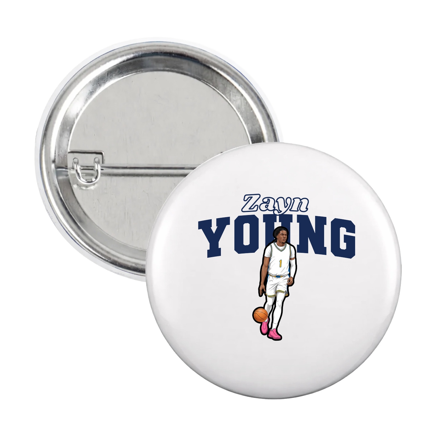 Game Day Button — Name Arch in White